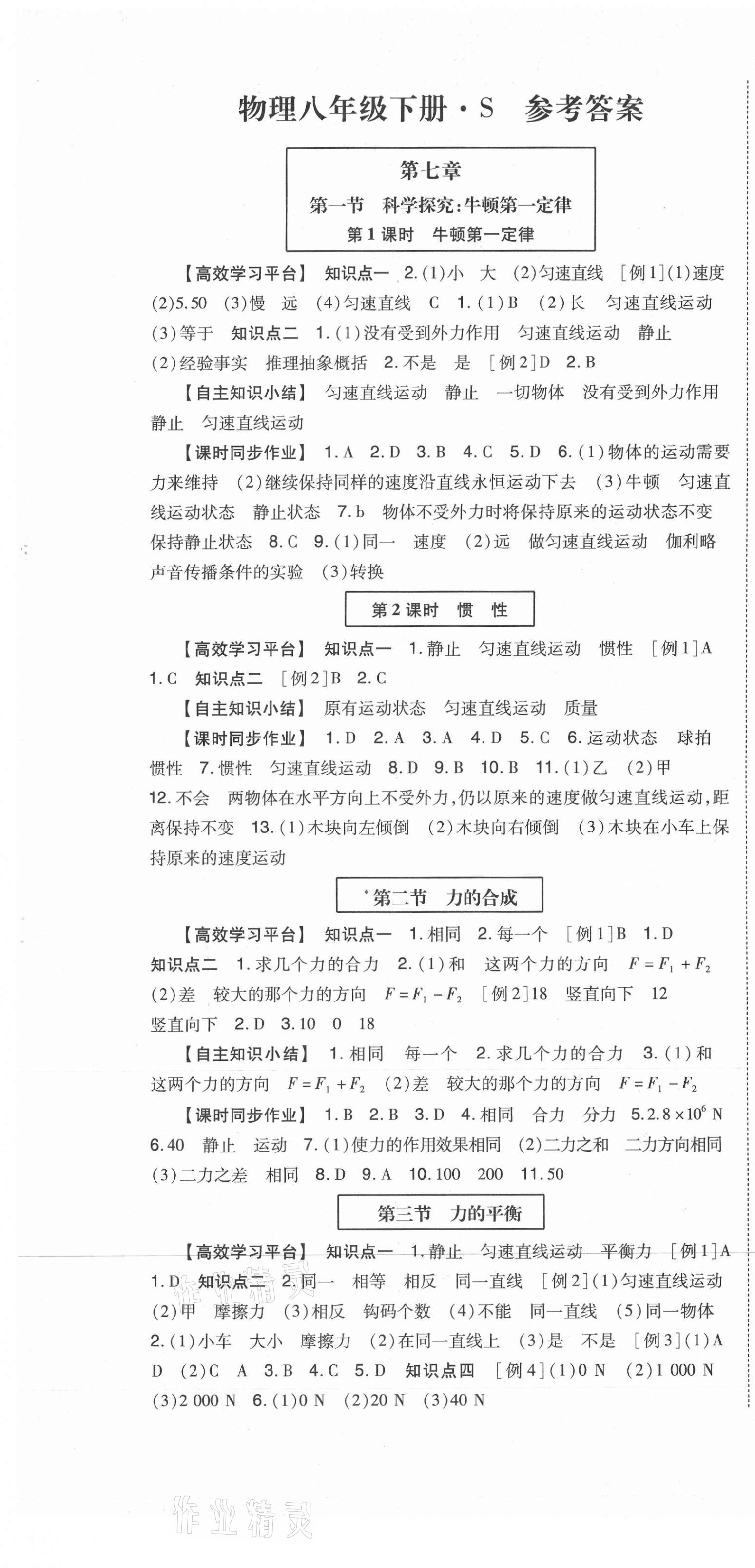 2021年高分突破課時(shí)達(dá)標(biāo)講練測(cè)八年級(jí)物理下冊(cè)滬科版 第1頁(yè)