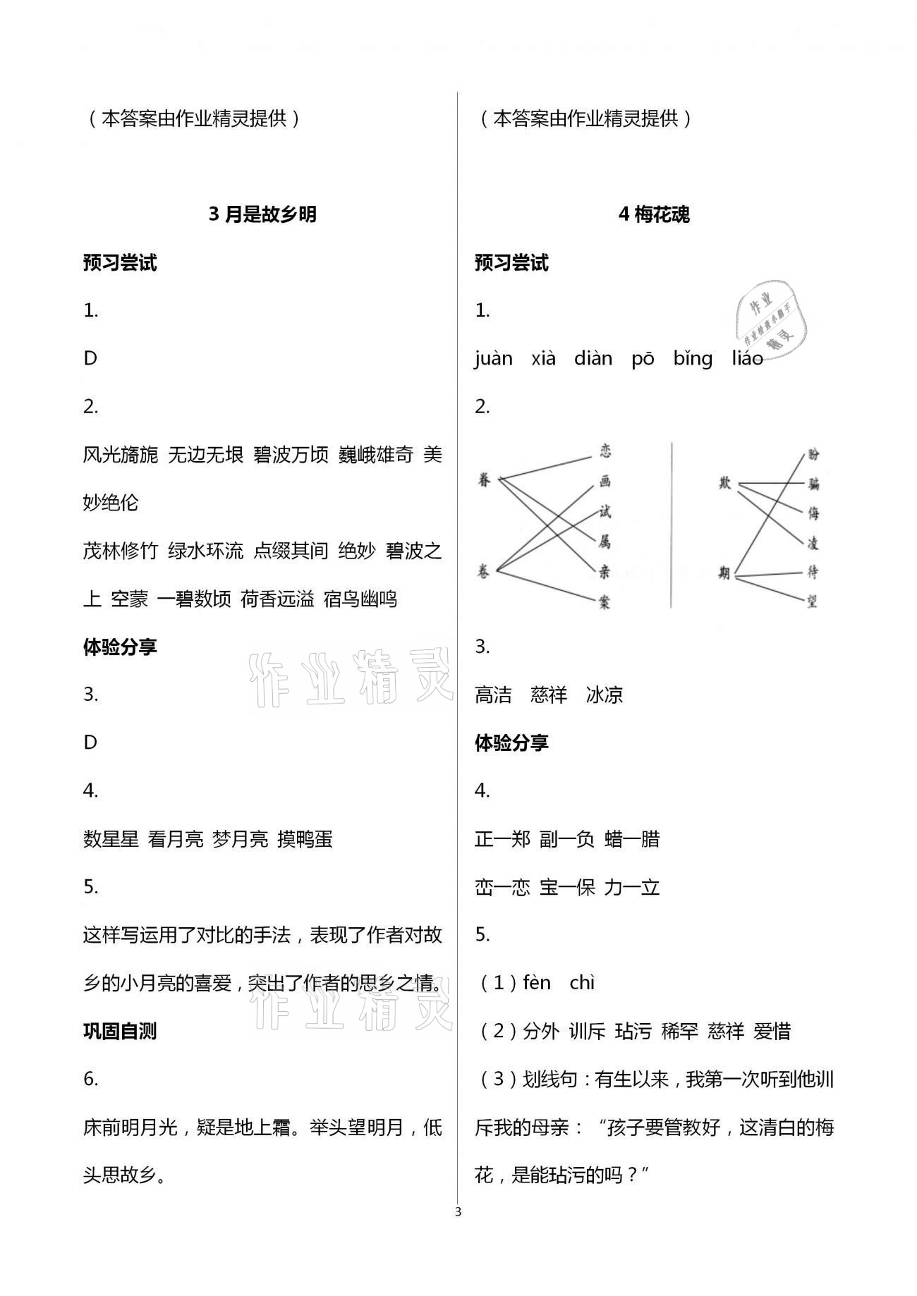 2021年同步實踐評價課程基礎(chǔ)訓(xùn)練五年級語文下冊人教版 參考答案第6頁