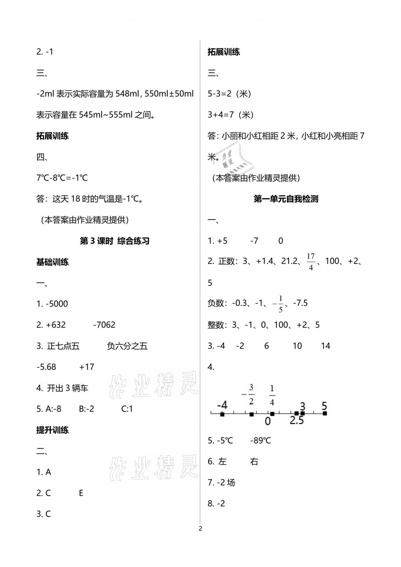 2021年新課程學(xué)習(xí)指導(dǎo)六年級數(shù)學(xué)下冊人教版海南出版社 參考答案第2頁