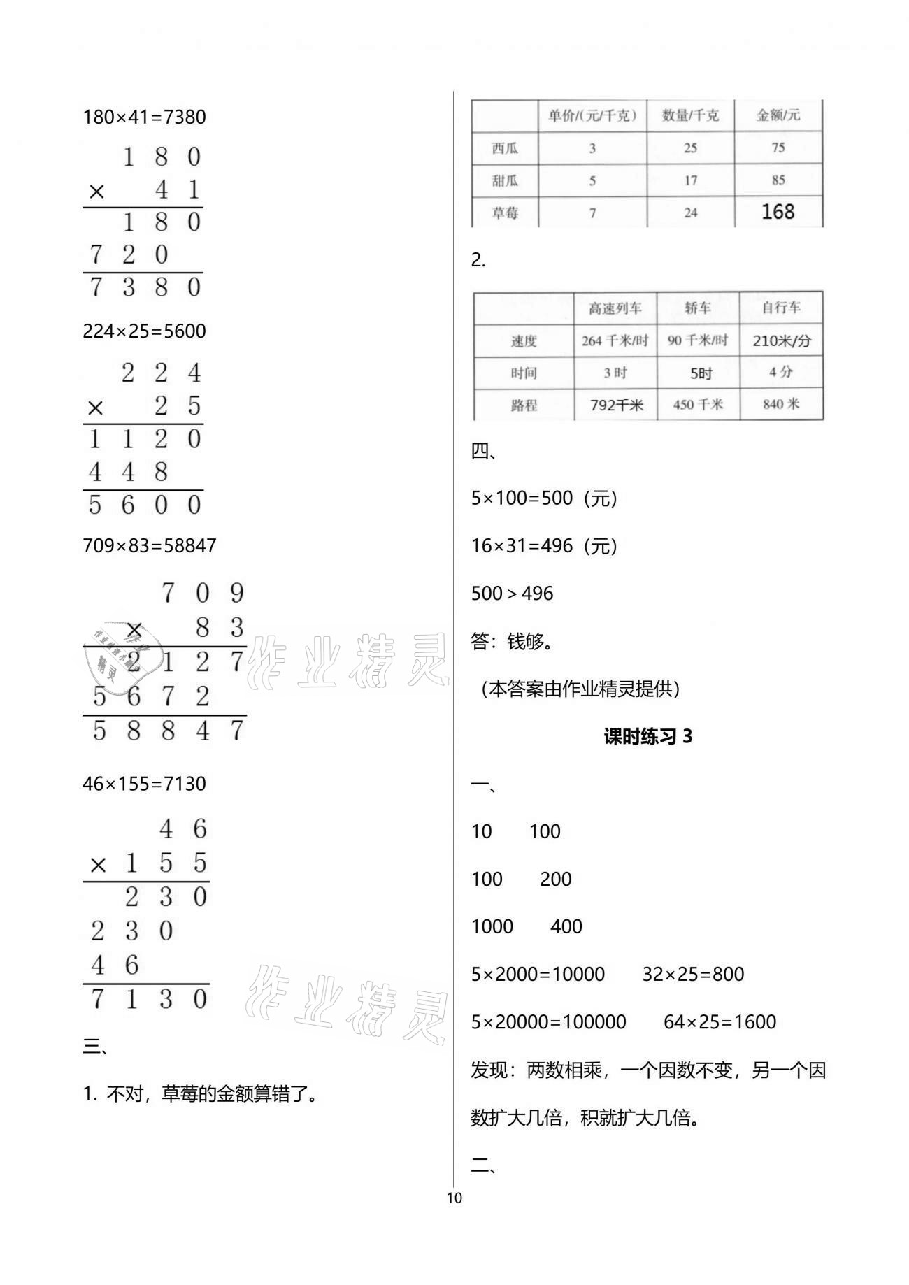 2021年新課程課堂同步練習冊四年級數(shù)學下冊蘇教版 參考答案第10頁