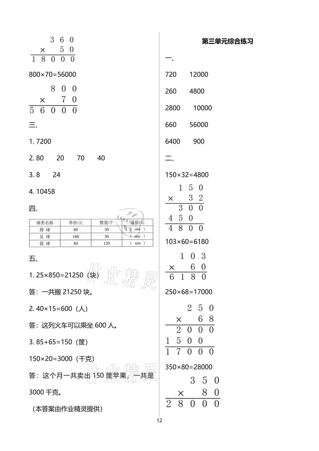 2021年新課程課堂同步練習(xí)冊(cè)四年級(jí)數(shù)學(xué)下冊(cè)蘇教版 參考答案第12頁(yè)