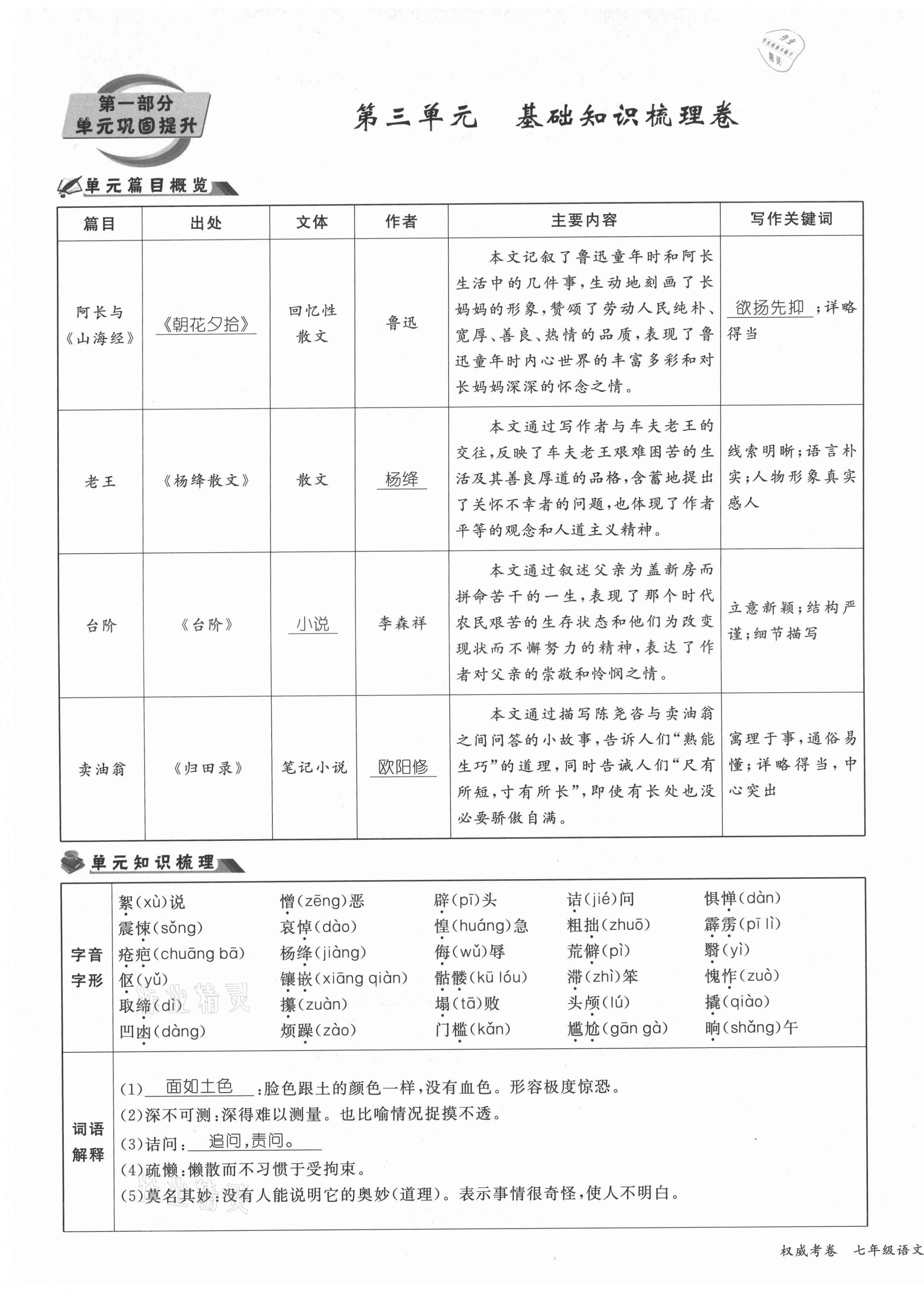 2021年權(quán)威考卷七年級(jí)語(yǔ)文下冊(cè)人教版 第21頁(yè)