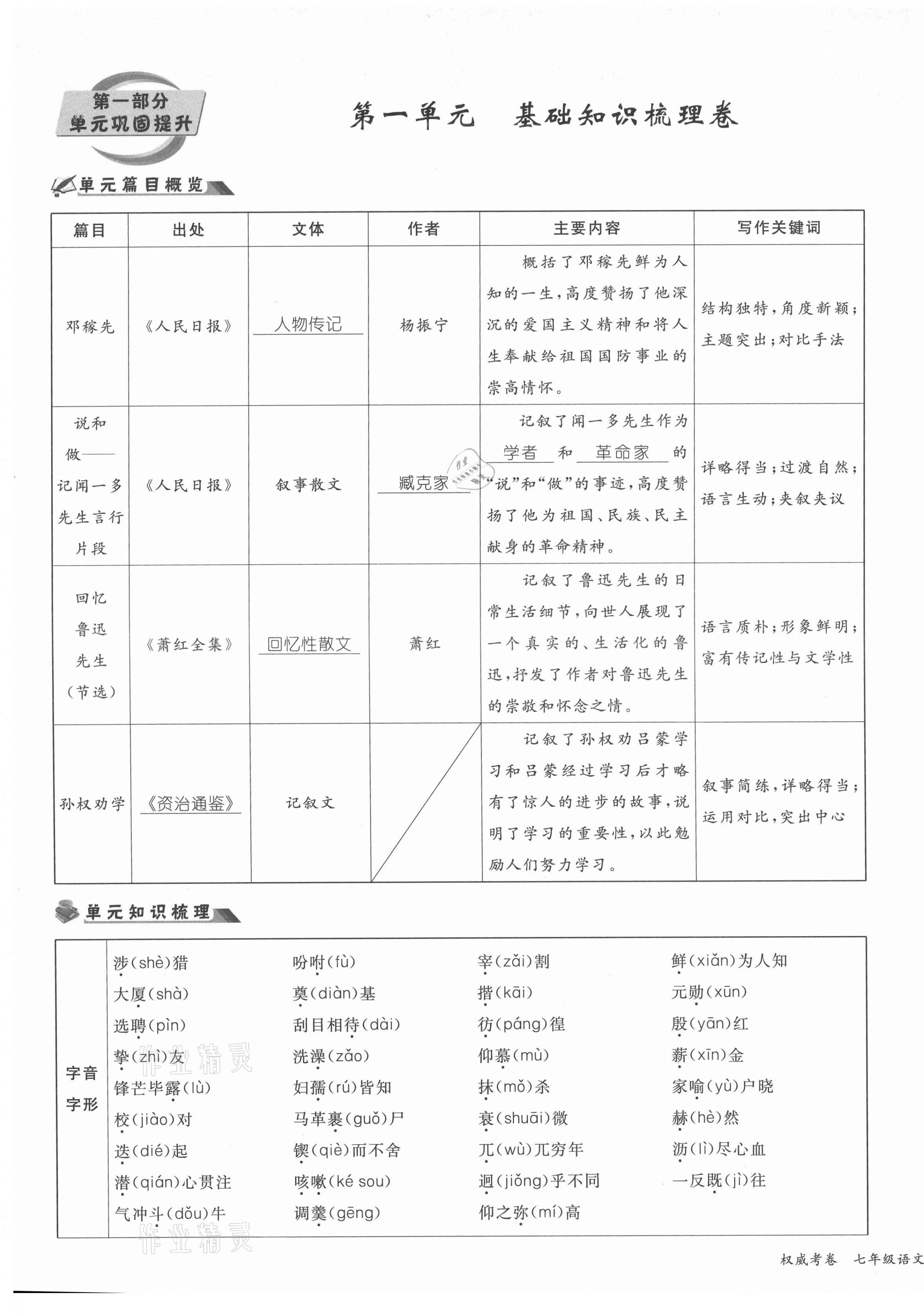 2021年權(quán)威考卷七年級語文下冊人教版 第1頁