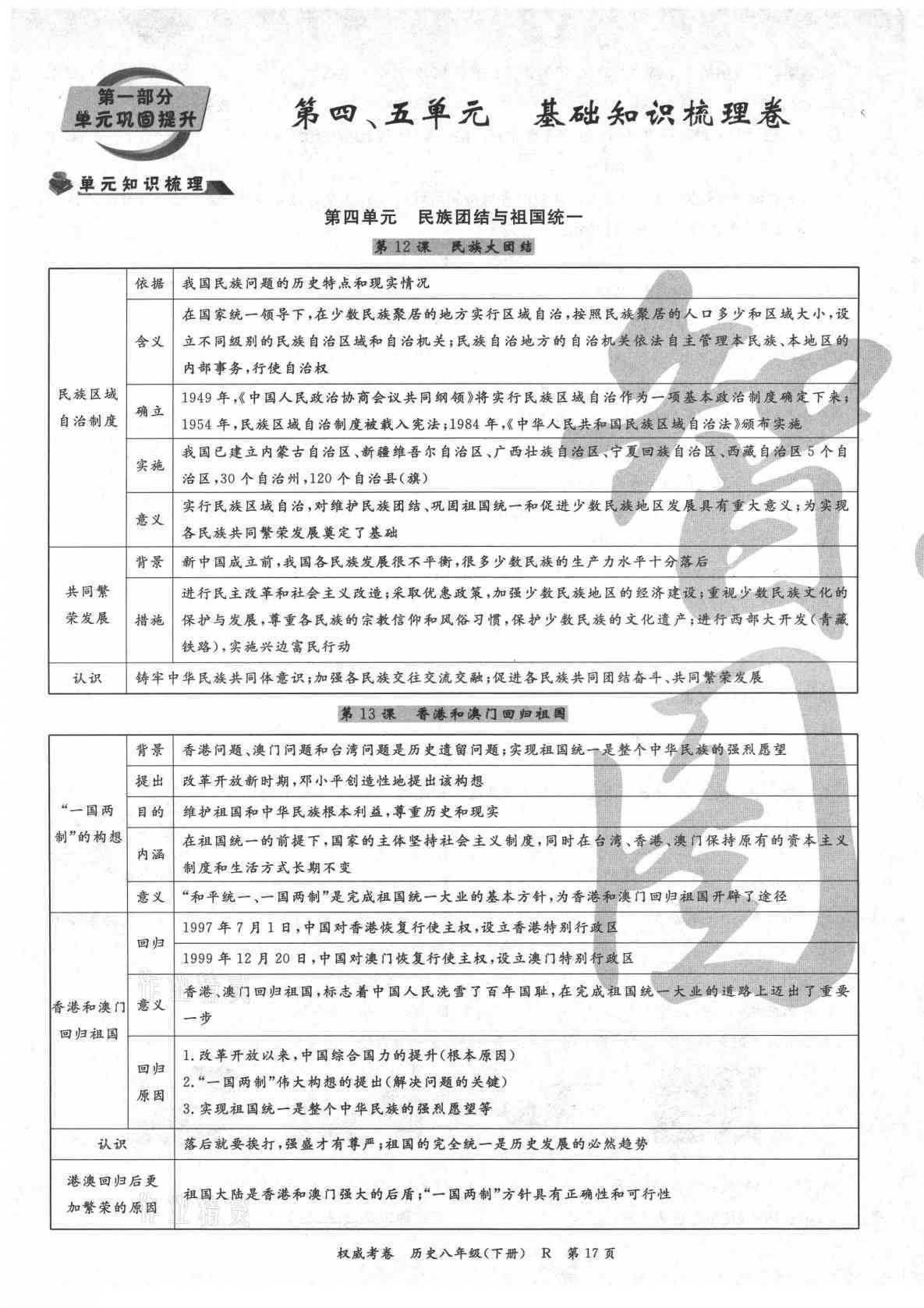 2021年权威考卷八年级历史下册人教版 第17页