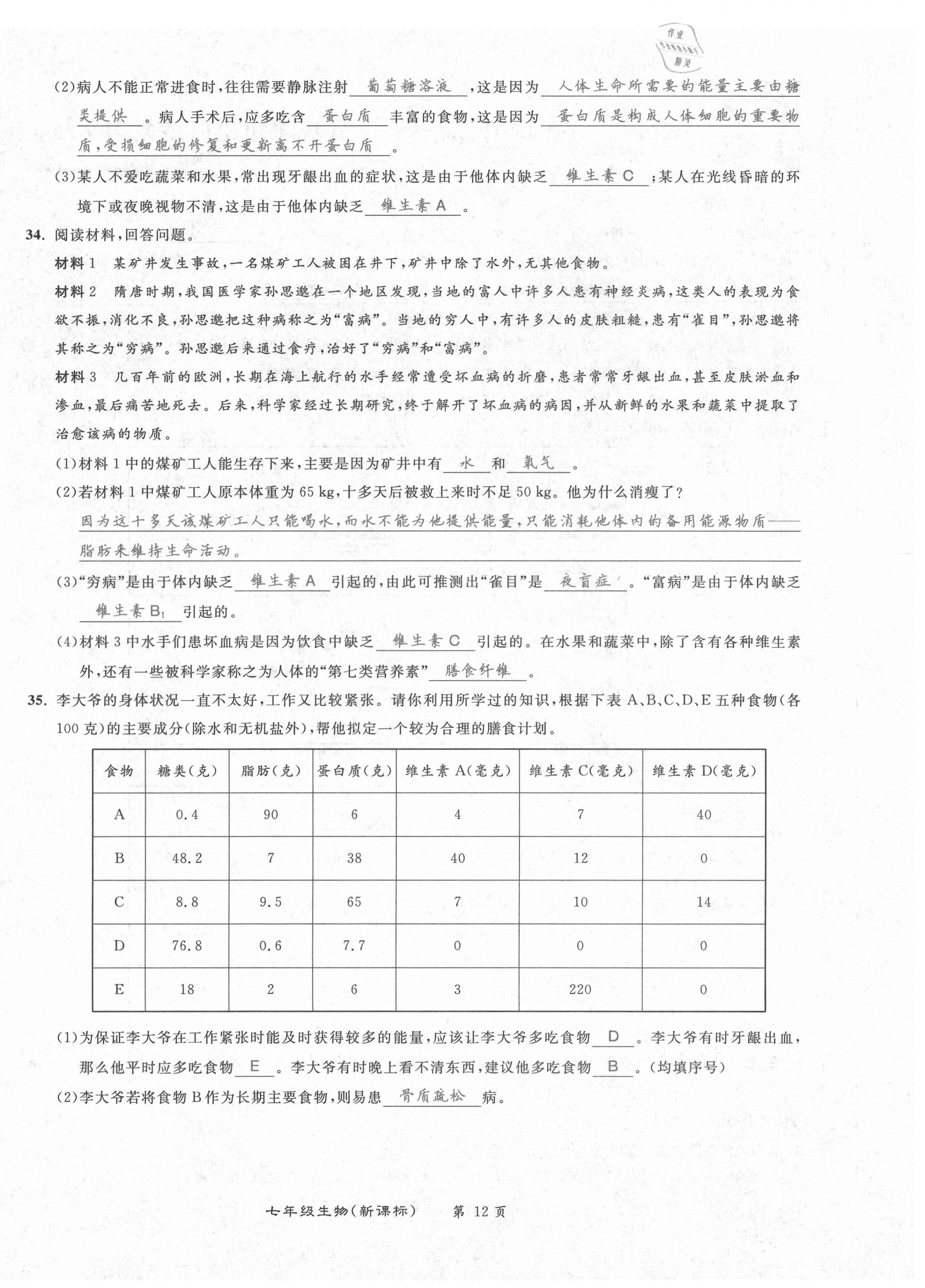 2021年百所名校精點試題七年級生物下冊人教版 第12頁