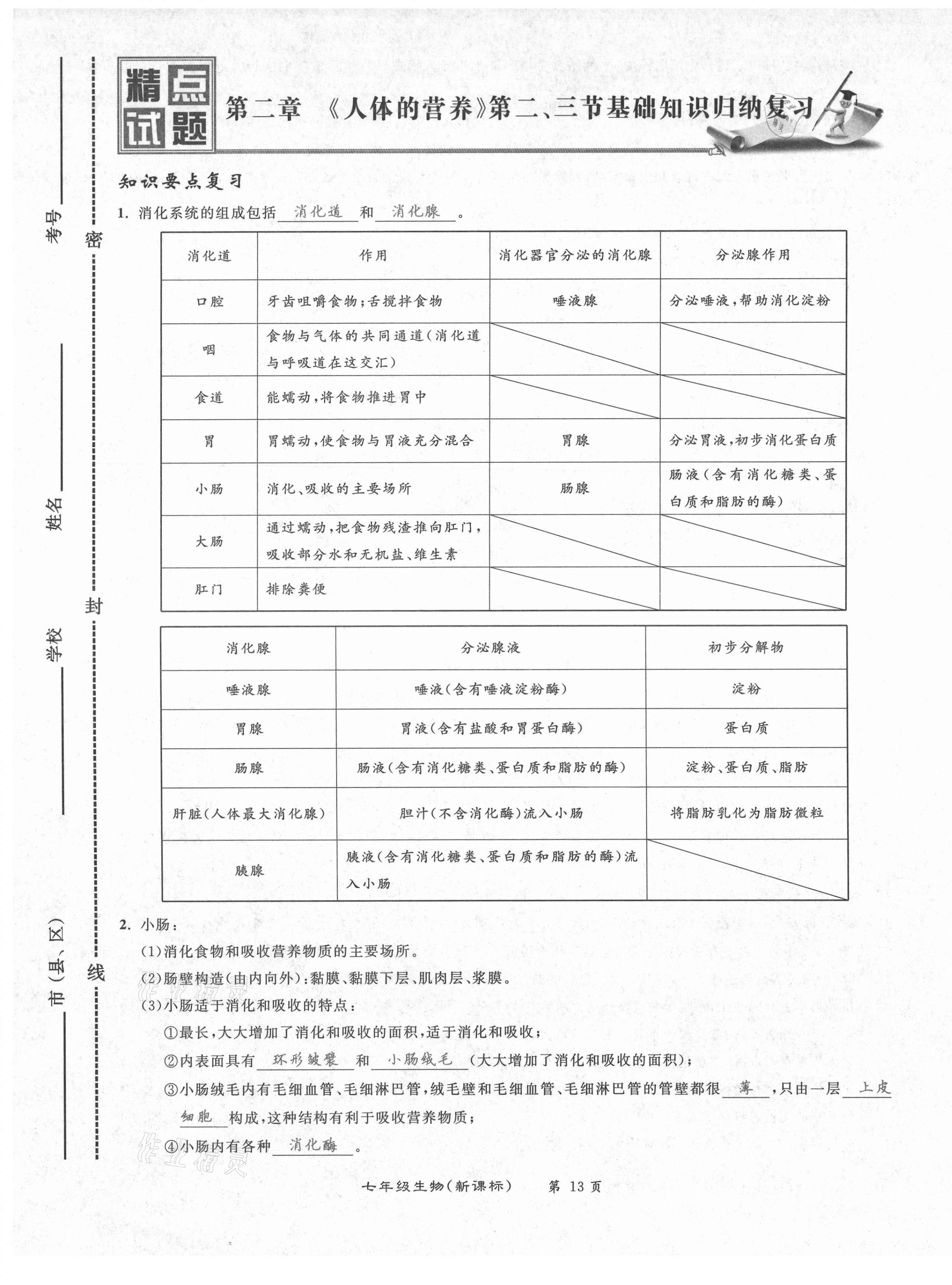 2021年百所名校精點(diǎn)試題七年級(jí)生物下冊(cè)人教版 第13頁(yè)