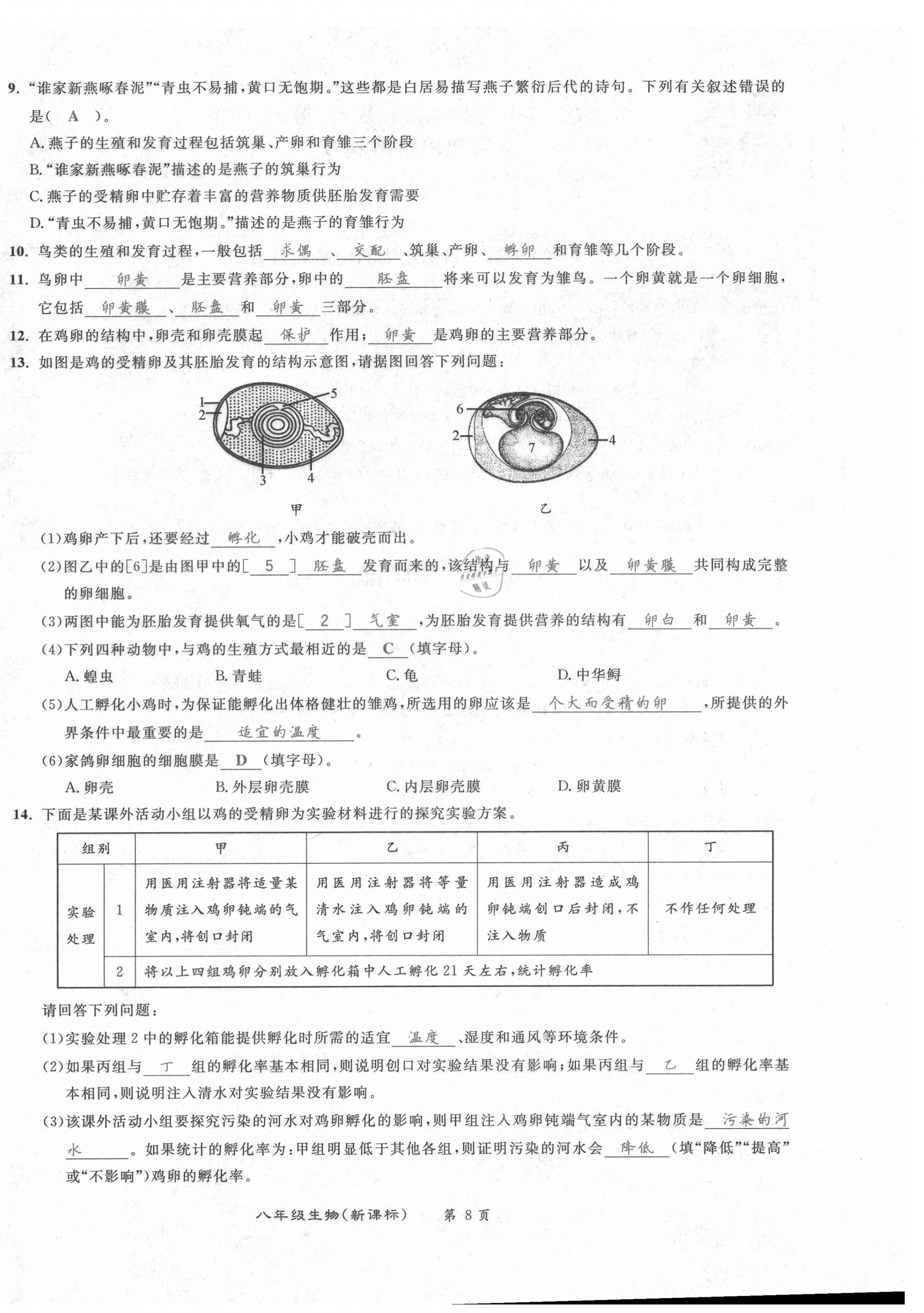 2021年百所名校精點(diǎn)試題八年級(jí)生物下冊(cè)人教版 第8頁(yè)