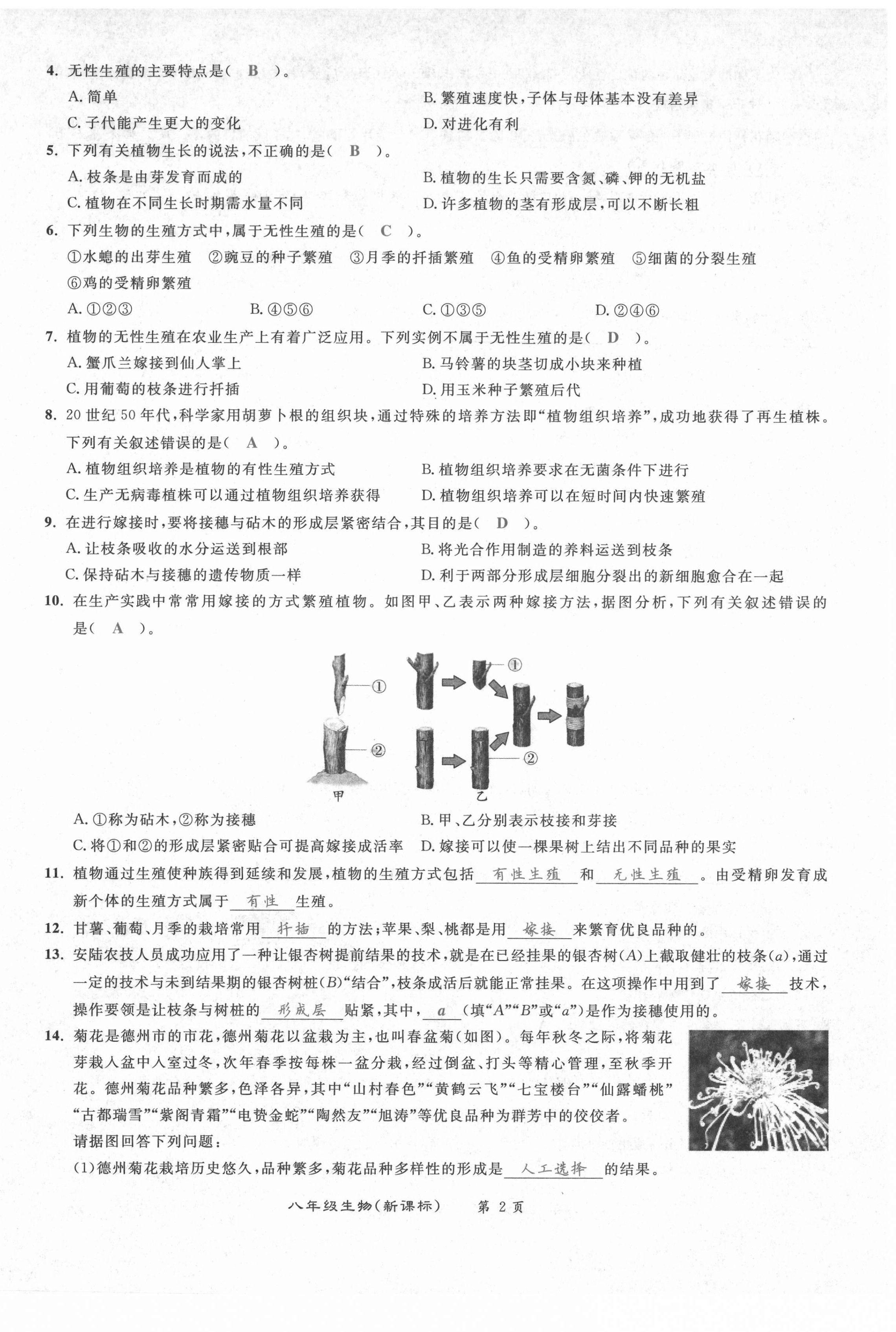 2021年百所名校精點試題八年級生物下冊人教版 第2頁