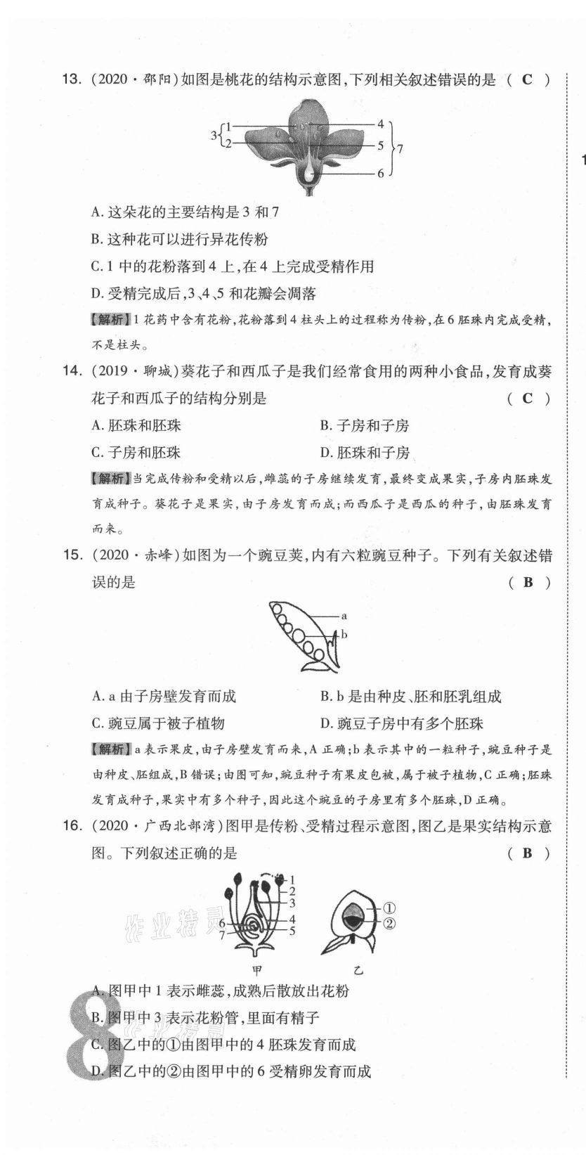 2021年中考命題大解密生物陽(yáng)光出版社 參考答案第19頁(yè)