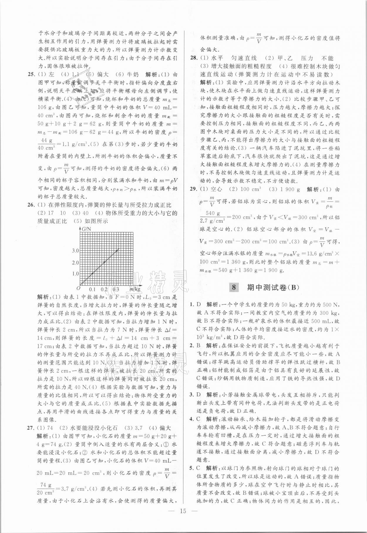 2021年亮點(diǎn)給力大試卷八年級(jí)物理下冊(cè)蘇科版 參考答案第15頁(yè)