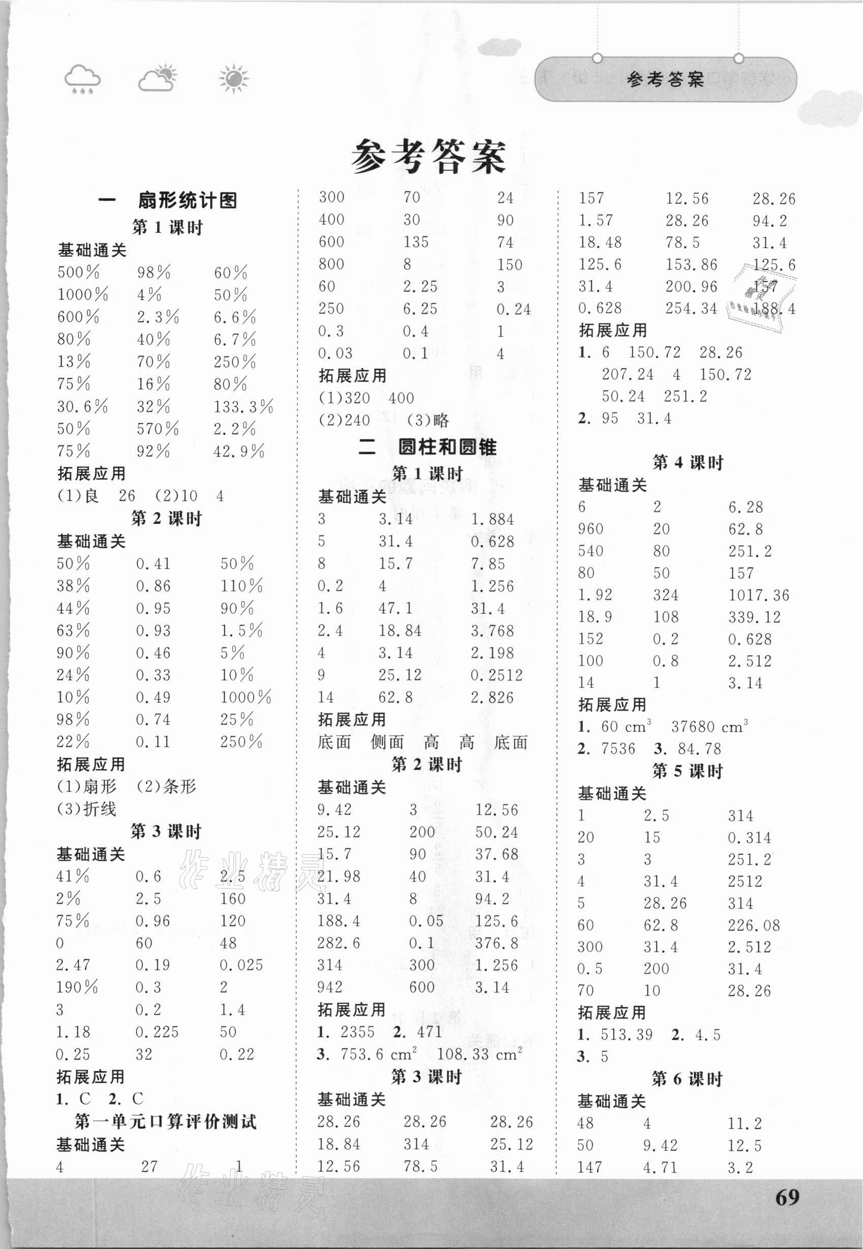2021年口算課時通六年級數學下冊蘇教版 第1頁