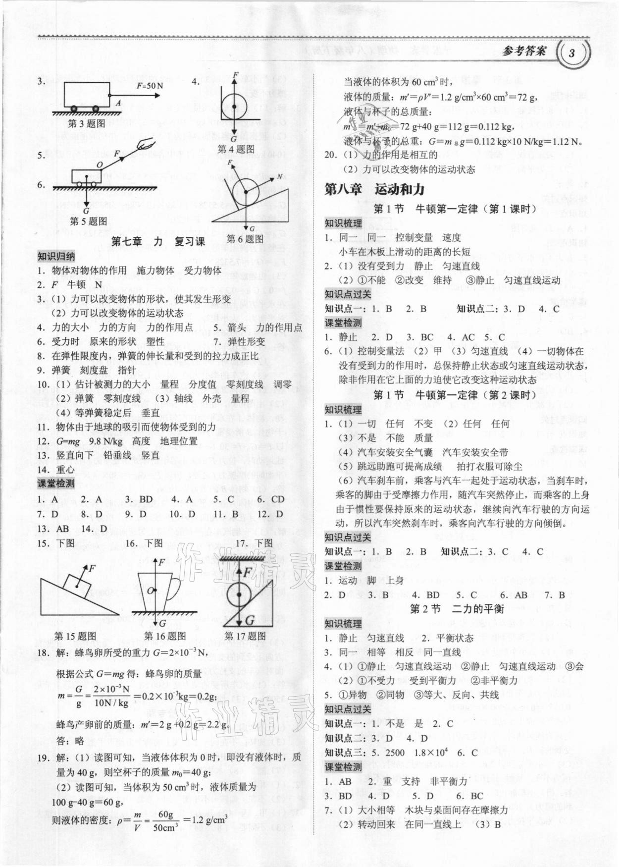 2021年导思学案八年级物理下册人教版深圳专版 参考答案第2页