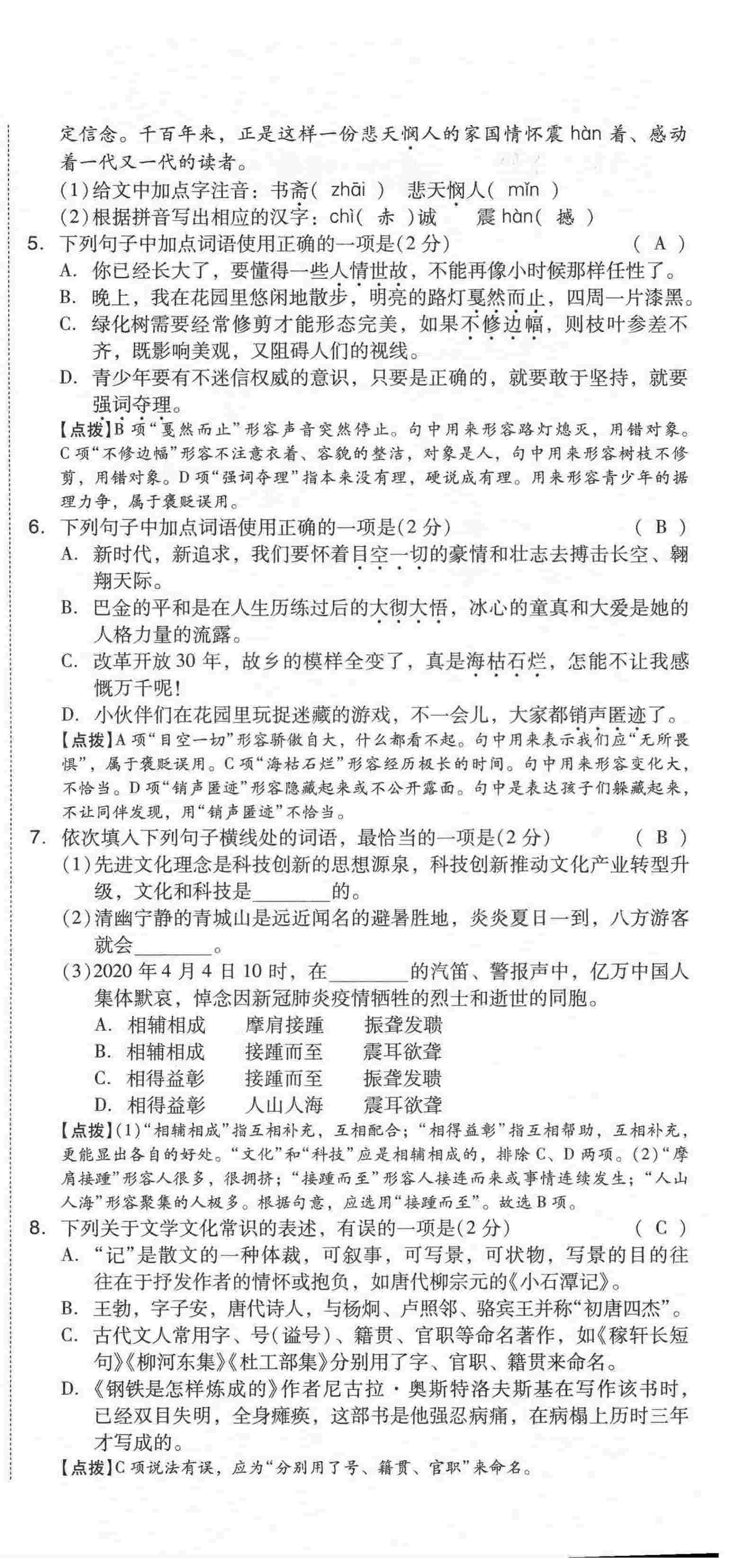 2021年中考命题大解密语文阳光出版社 第12页