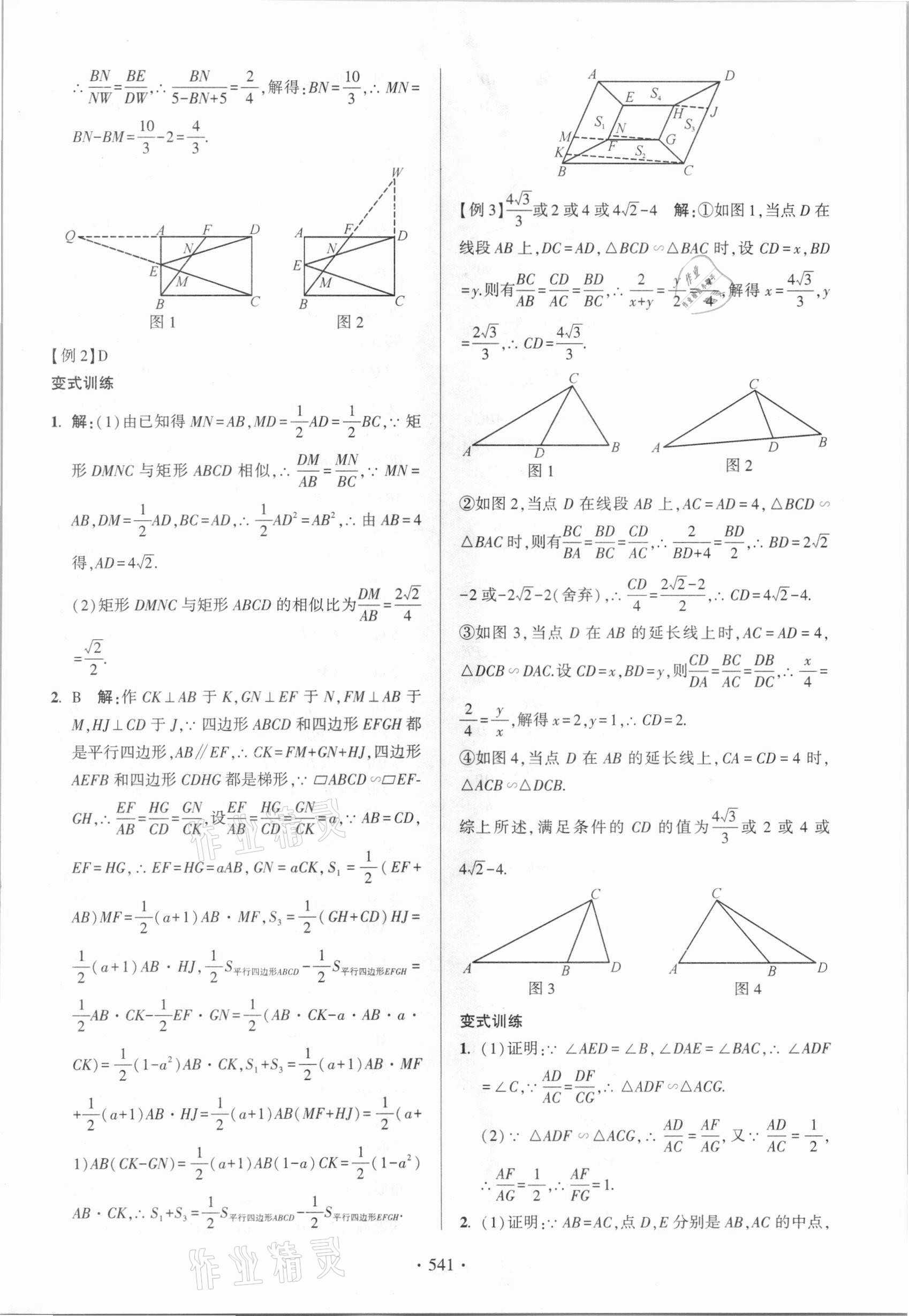2021年中考總復習學習手冊數學浙江科學技術出版社 參考答案第49頁