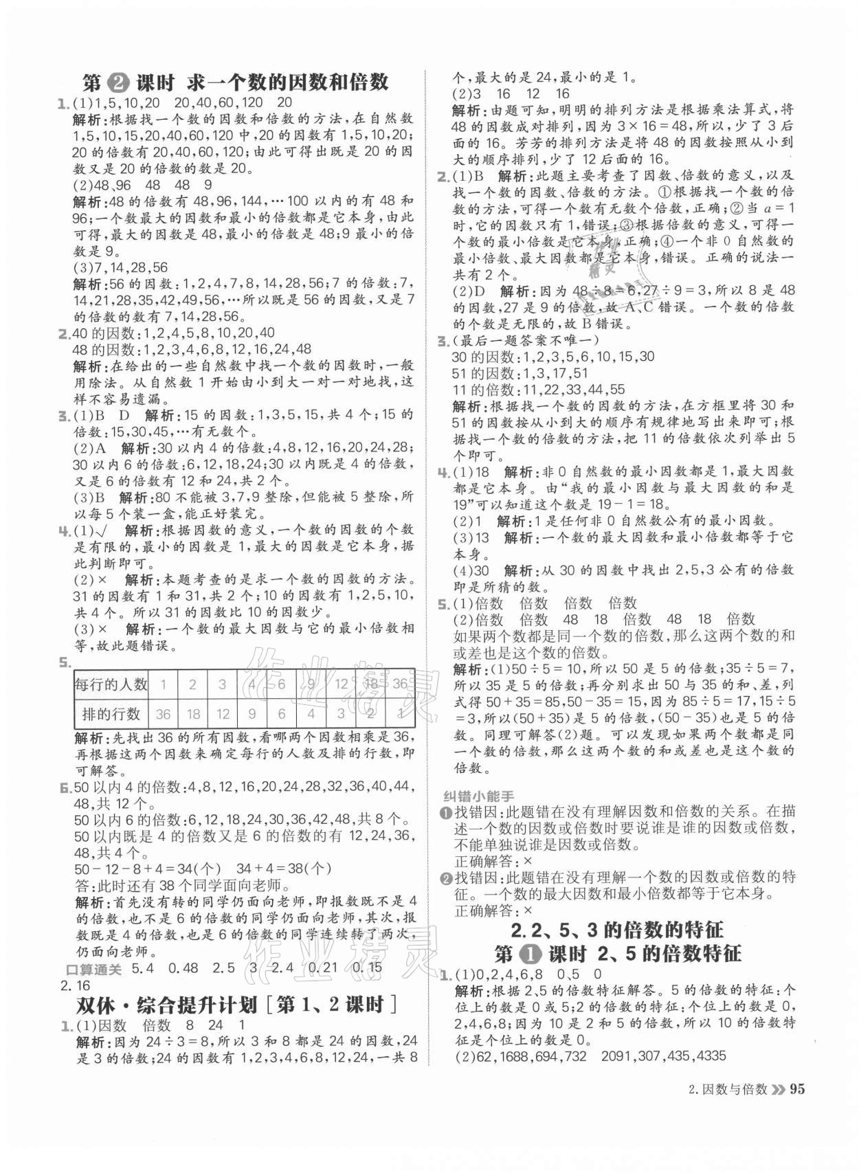 2021年陽光計劃小學(xué)同步五年級數(shù)學(xué)下冊人教版 參考答案第3頁