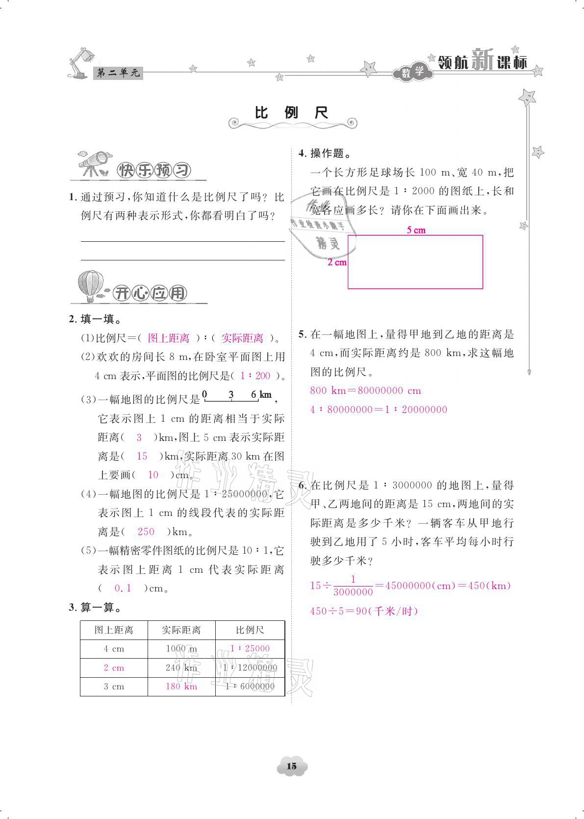 2021年領(lǐng)航新課標(biāo)練習(xí)冊(cè)六年級(jí)數(shù)學(xué)下冊(cè)北師大版 參考答案第15頁(yè)