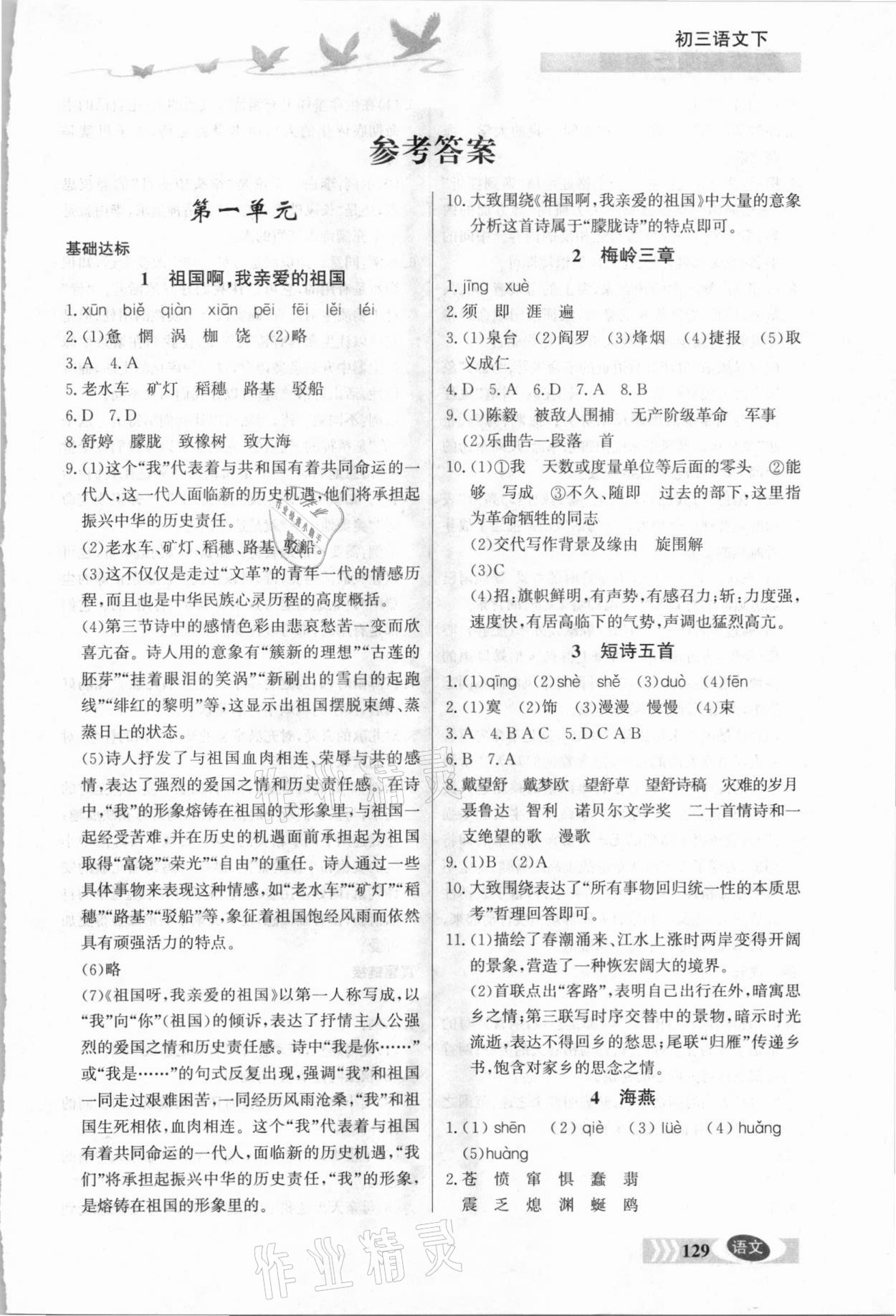 2021年同步檢測(cè)三級(jí)跳初三語(yǔ)文下冊(cè)人教版 第1頁(yè)