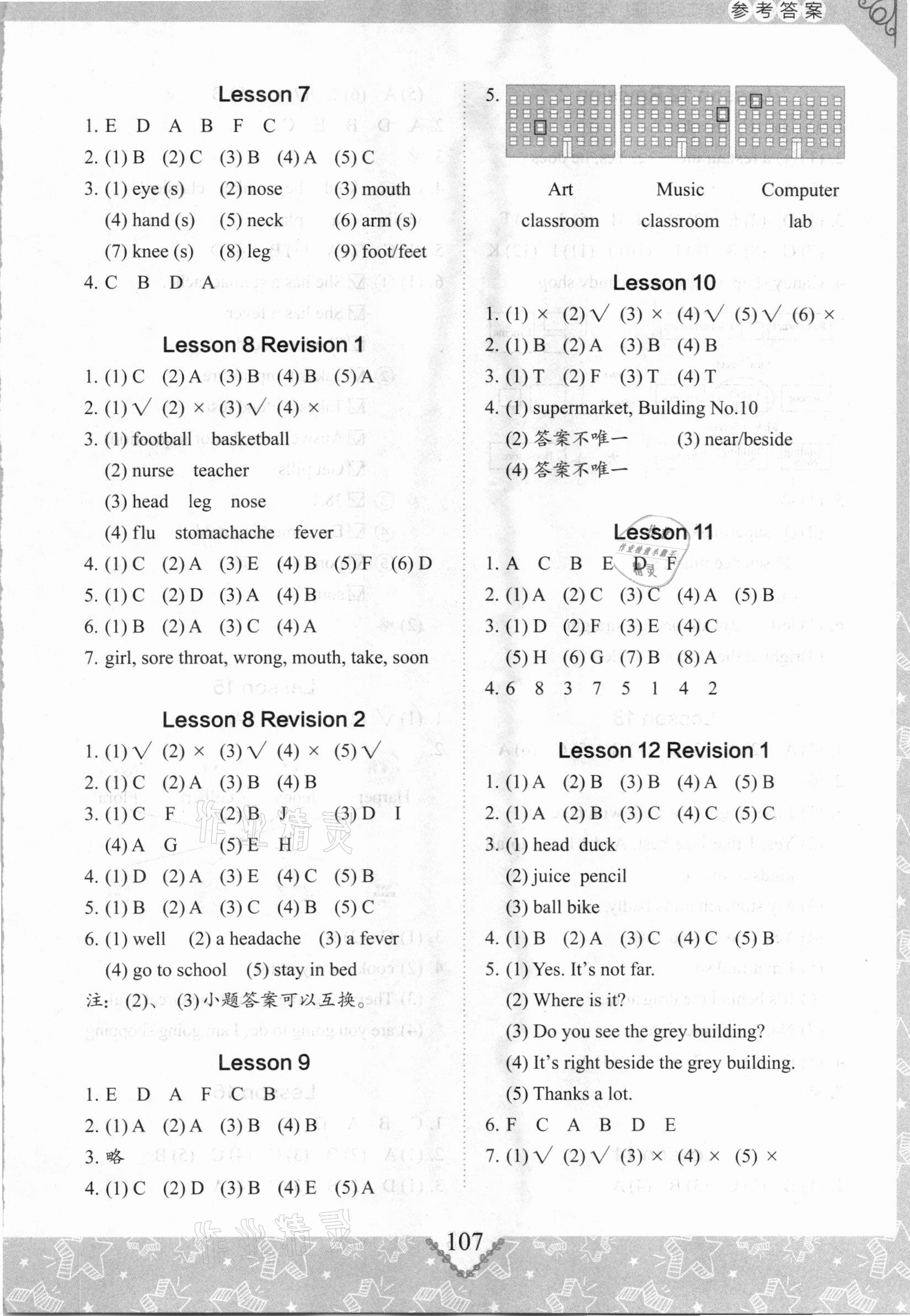 2021年學習與探究同步實踐手冊四年級英語下冊人教版 參考答案第2頁