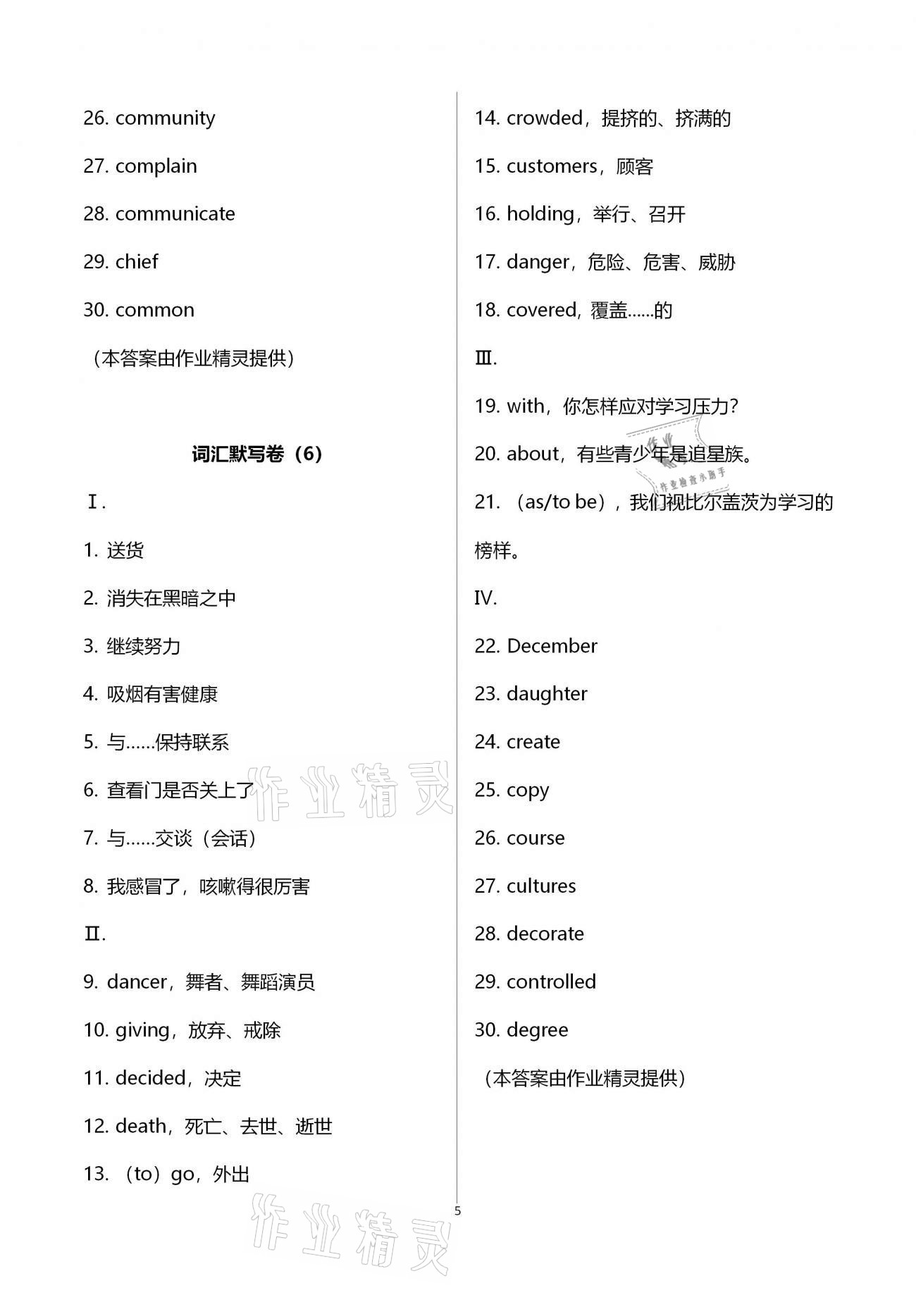 2021年中學(xué)生世界中考英語詞匯練習(xí)卷 第5頁