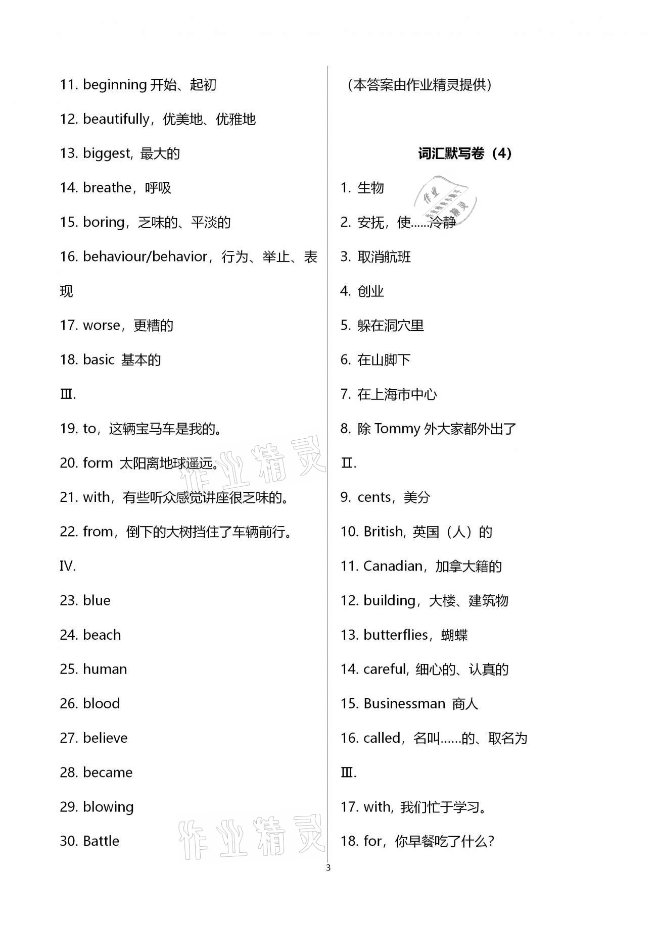 2021年中學(xué)生世界中考英語詞匯練習(xí)卷 第3頁