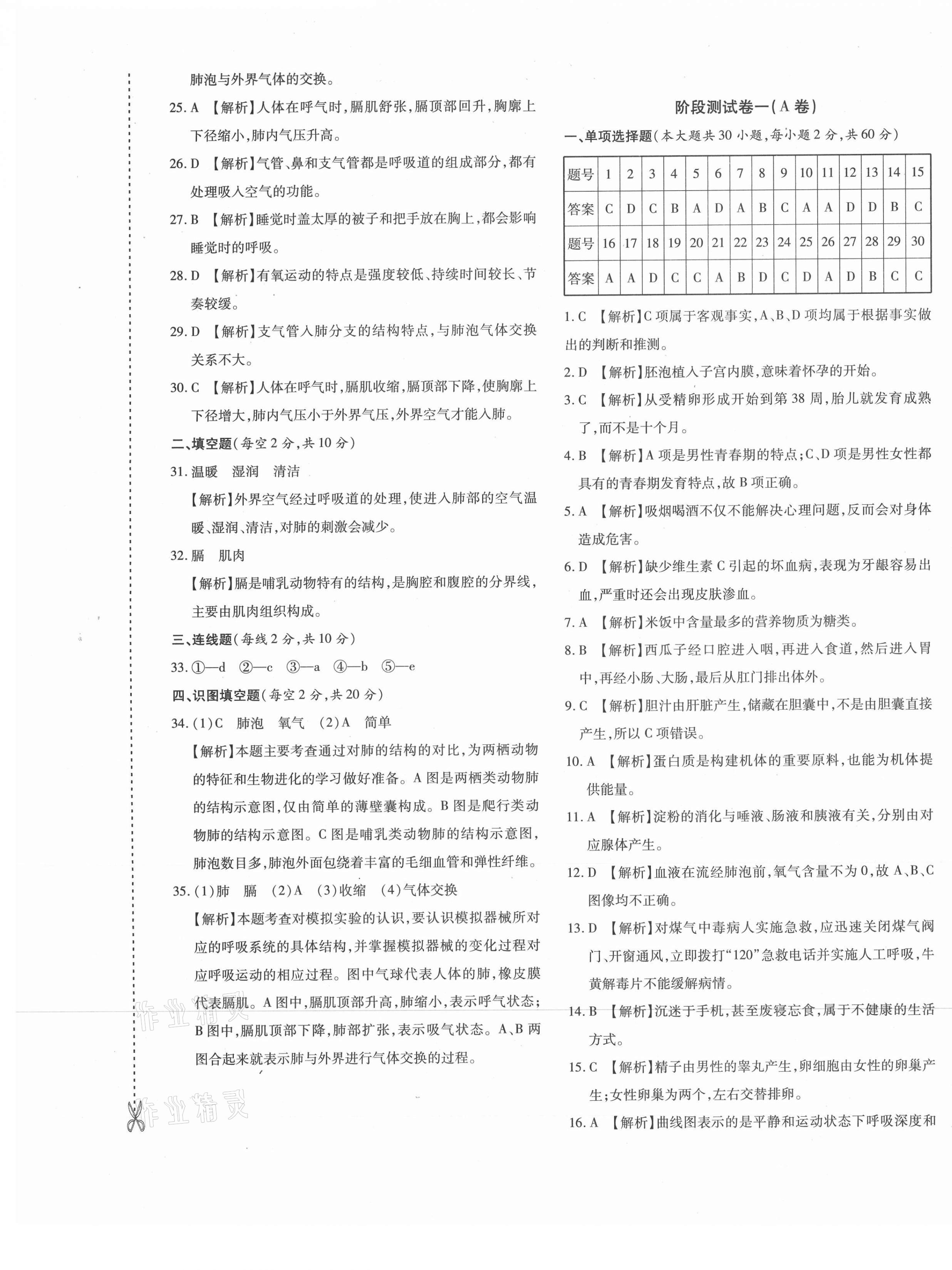 2021年优学1+1评价与测试七年级生物下册人教版 第5页