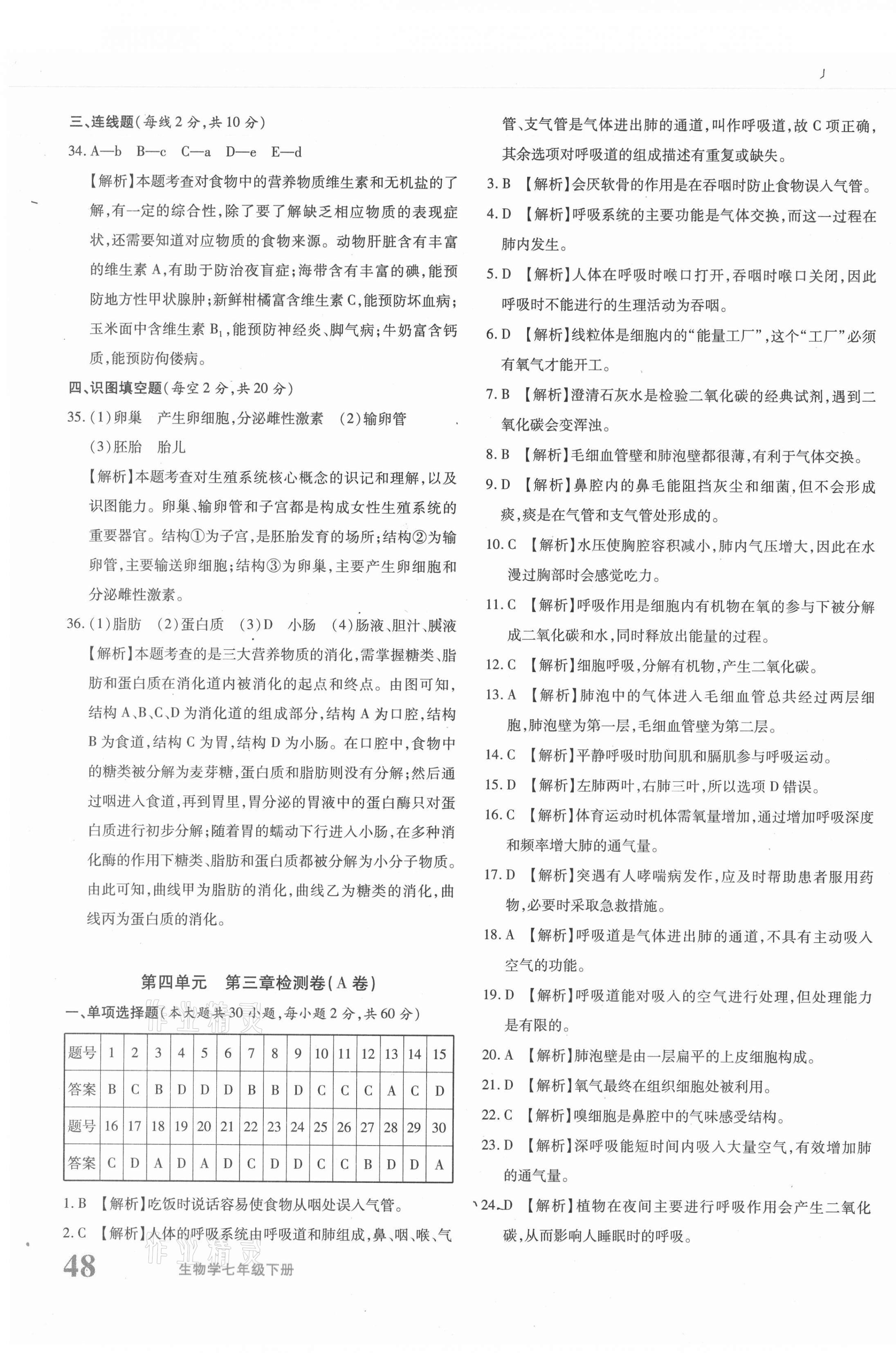 2021年优学1+1评价与测试七年级生物下册人教版 第3页