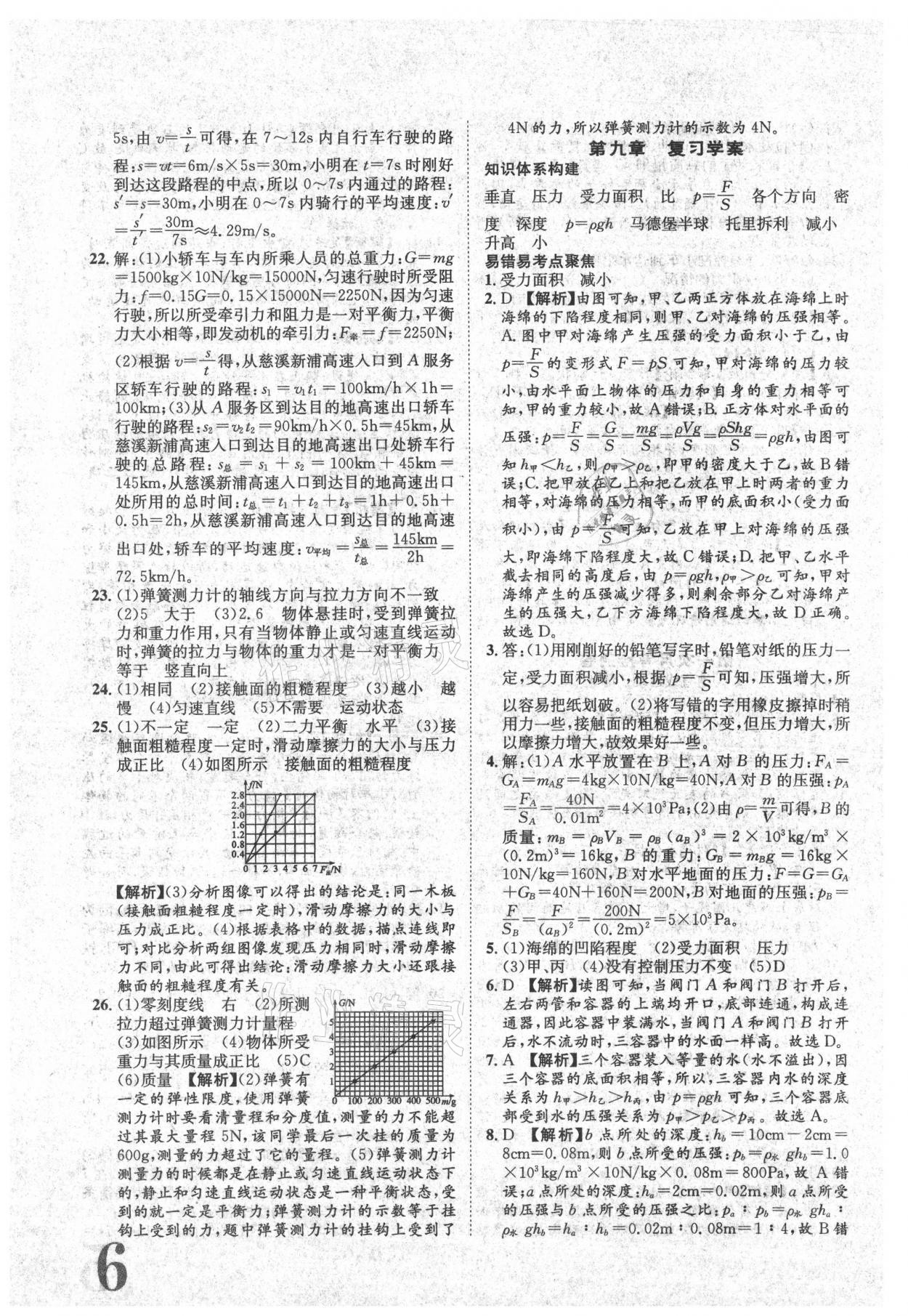 2021年標(biāo)準(zhǔn)卷八年級(jí)物理下冊(cè)人教版江西專版長(zhǎng)江出版社 參考答案第6頁(yè)