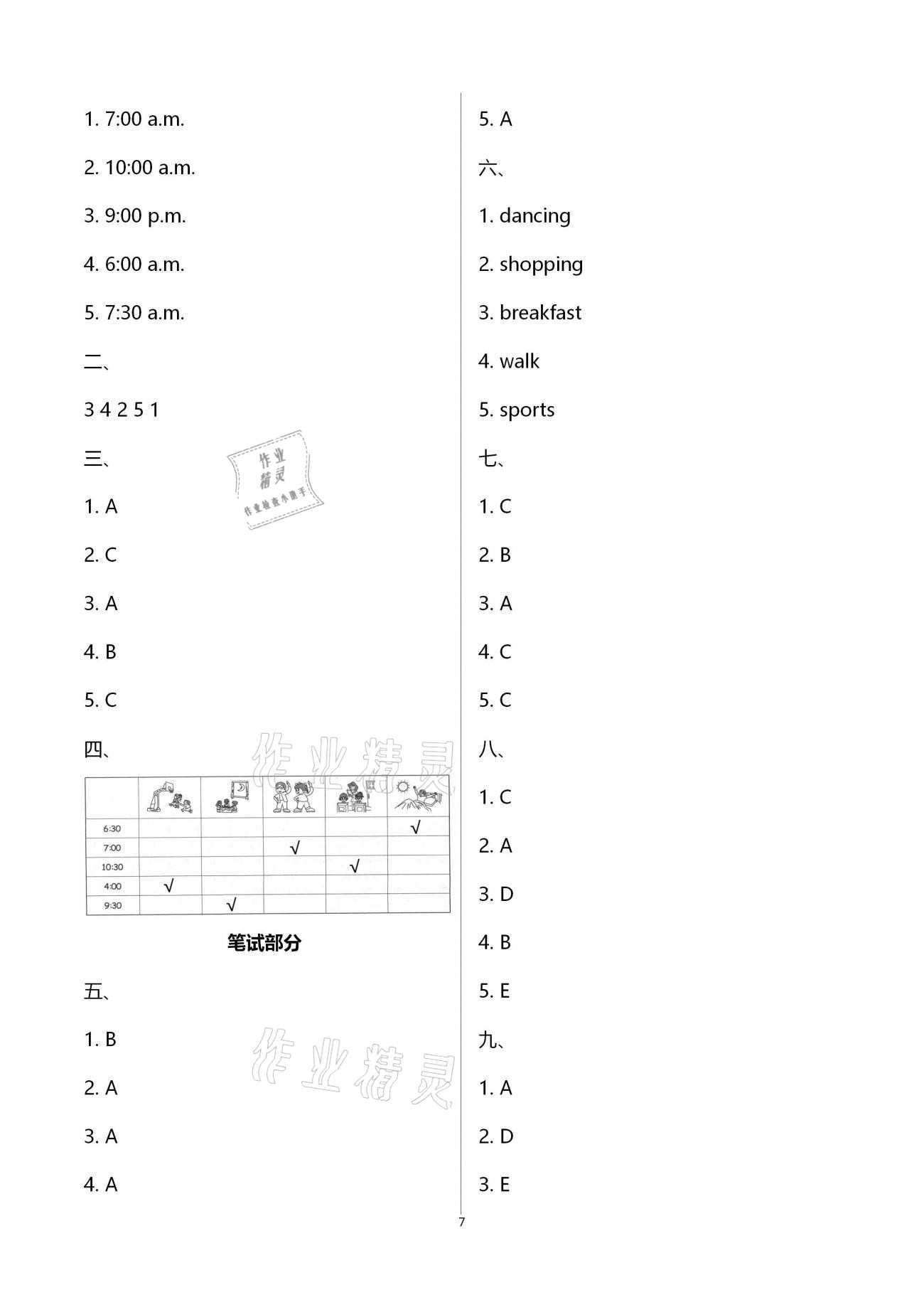 2021年新思維伴你學(xué)單元達(dá)標(biāo)測試卷五年級英語下冊人教版 第7頁