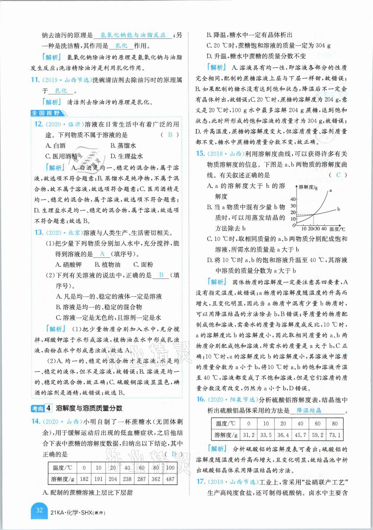 2021年金太陽教育金太陽考案化學(xué)山西專版 參考答案第20頁