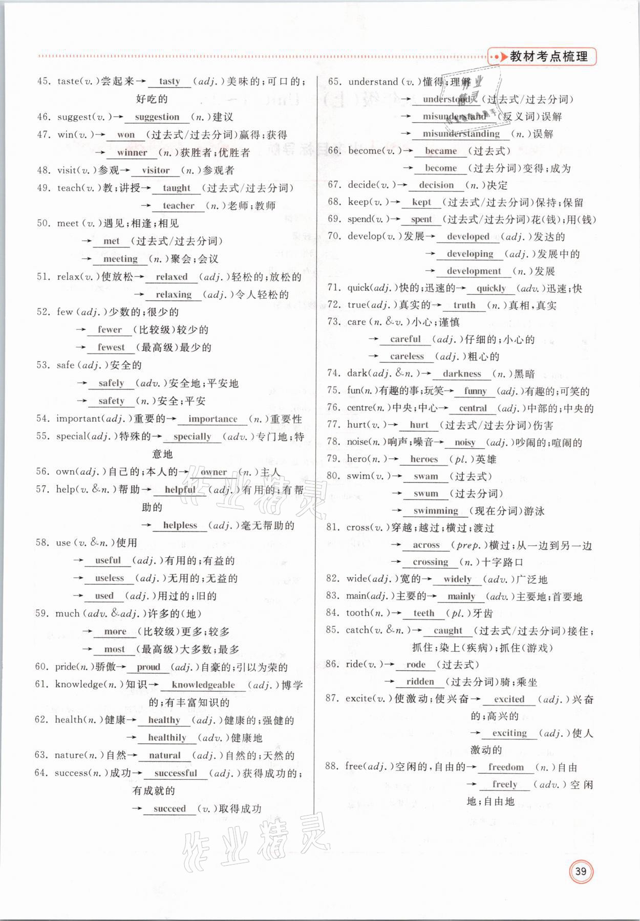 2021年冀考金榜中考總復(fù)習(xí)優(yōu)化設(shè)計(jì)英語冀教版 參考答案第39頁