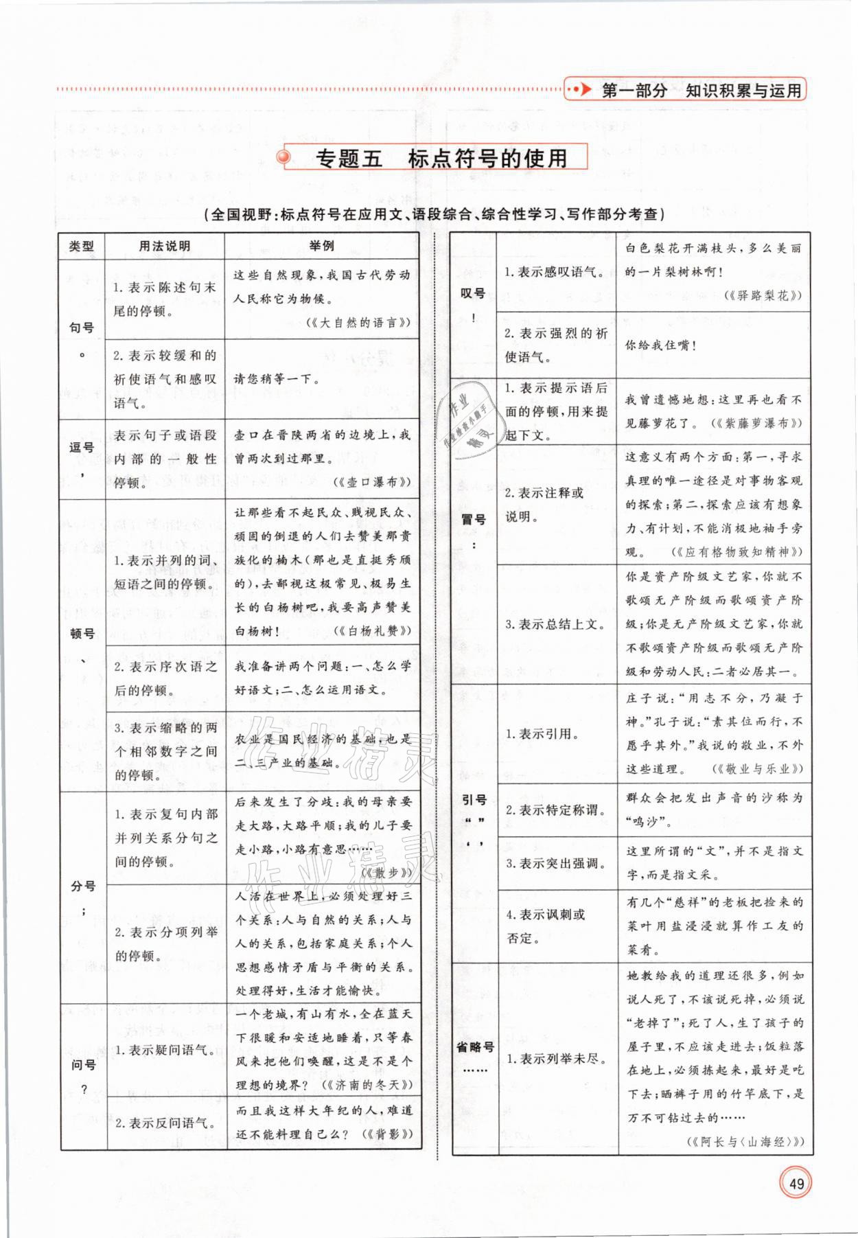 2021年冀考金榜中考總復(fù)習(xí)優(yōu)化設(shè)計(jì)語文 參考答案第49頁