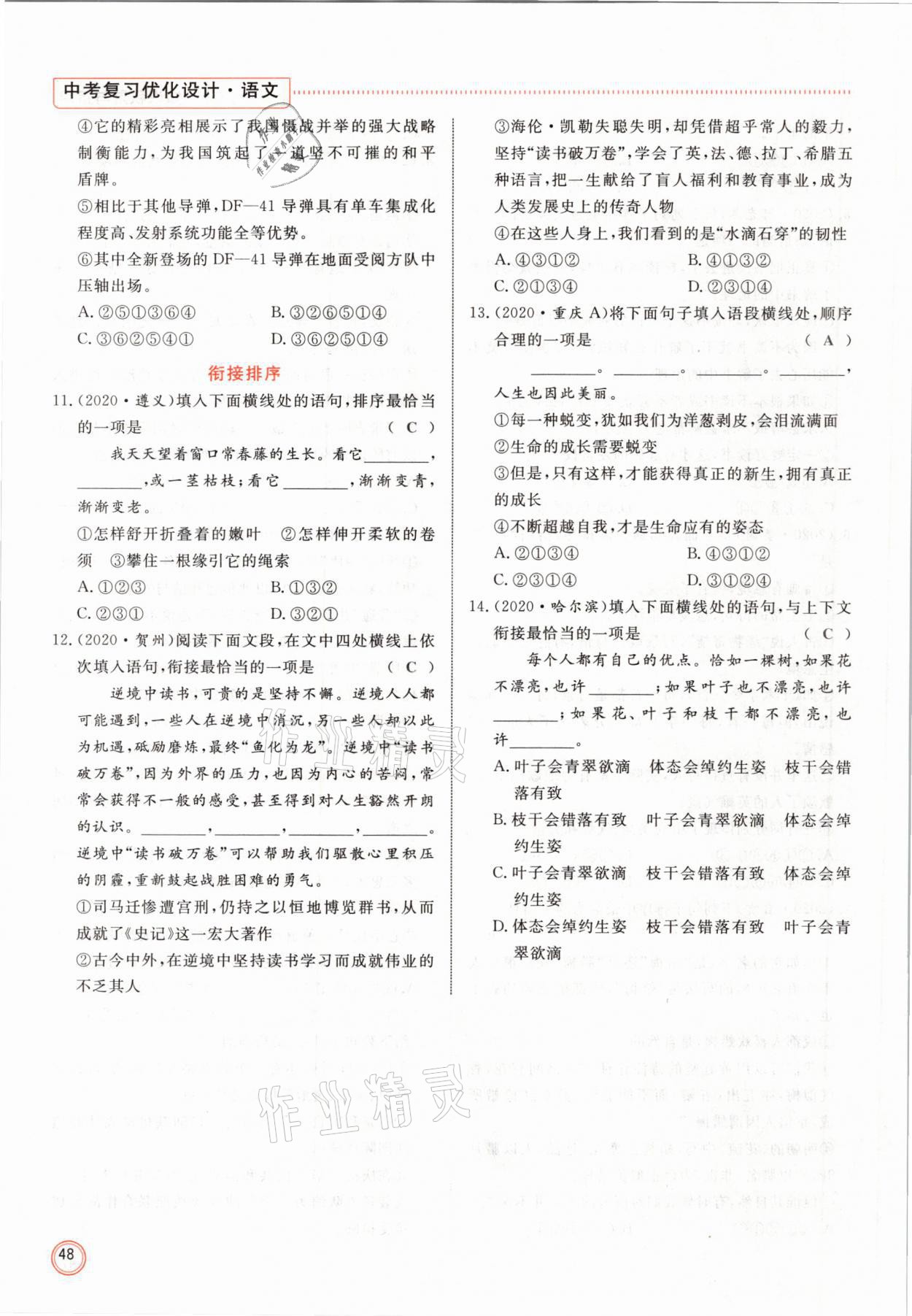 2021年冀考金榜中考總復(fù)習(xí)優(yōu)化設(shè)計(jì)語文 參考答案第48頁