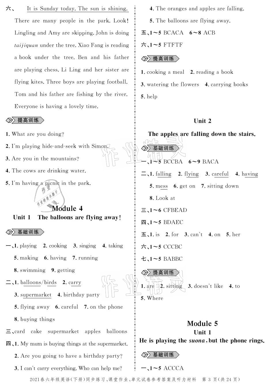 2021年創(chuàng)新作業(yè)同步練習(xí)六年級(jí)英語下冊(cè)外研版 參考答案第3頁(yè)