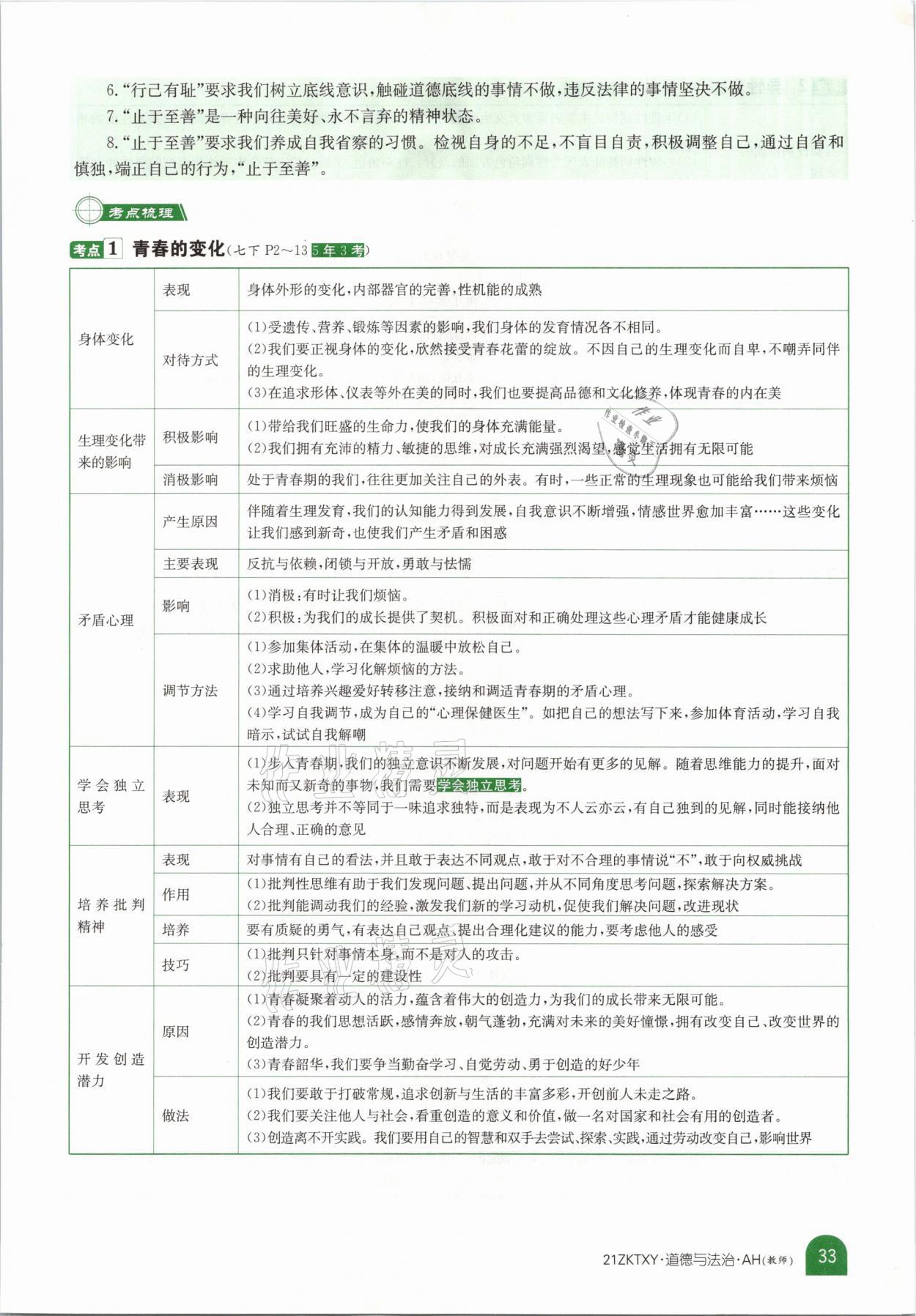 2021年中考特訓營道德與法治安徽專版 參考答案第29頁