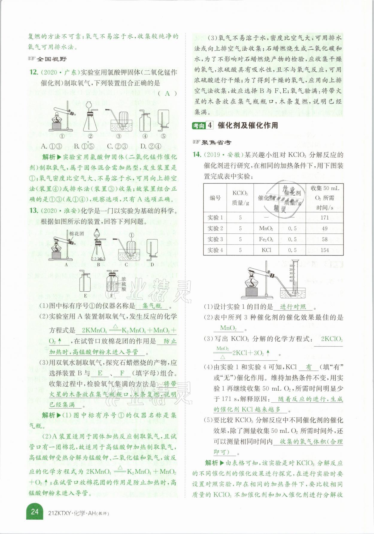 2021年中考特訓(xùn)營化學(xué)安徽專版 參考答案第20頁