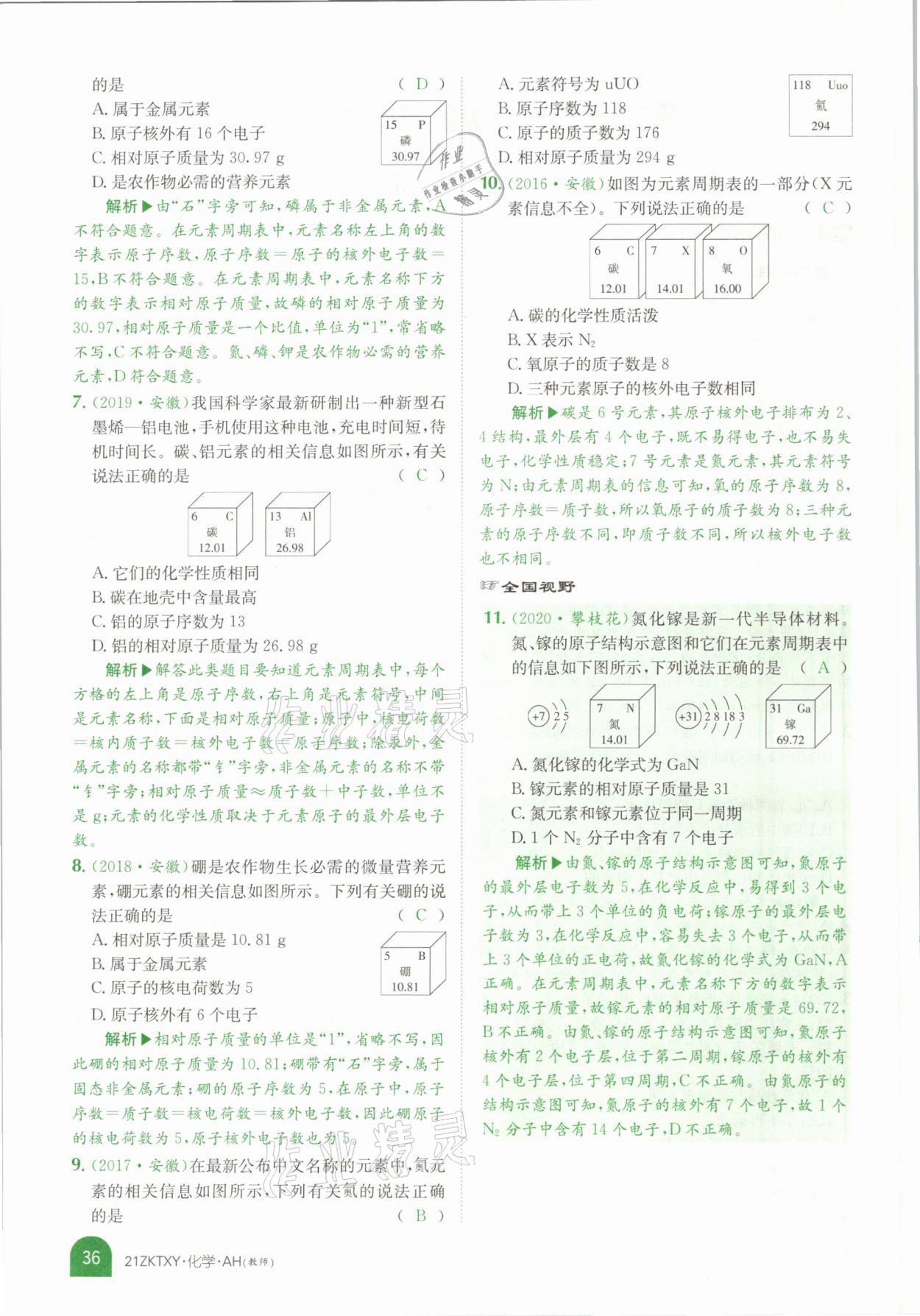2021年中考特訓(xùn)營(yíng)化學(xué)安徽專版 參考答案第32頁(yè)