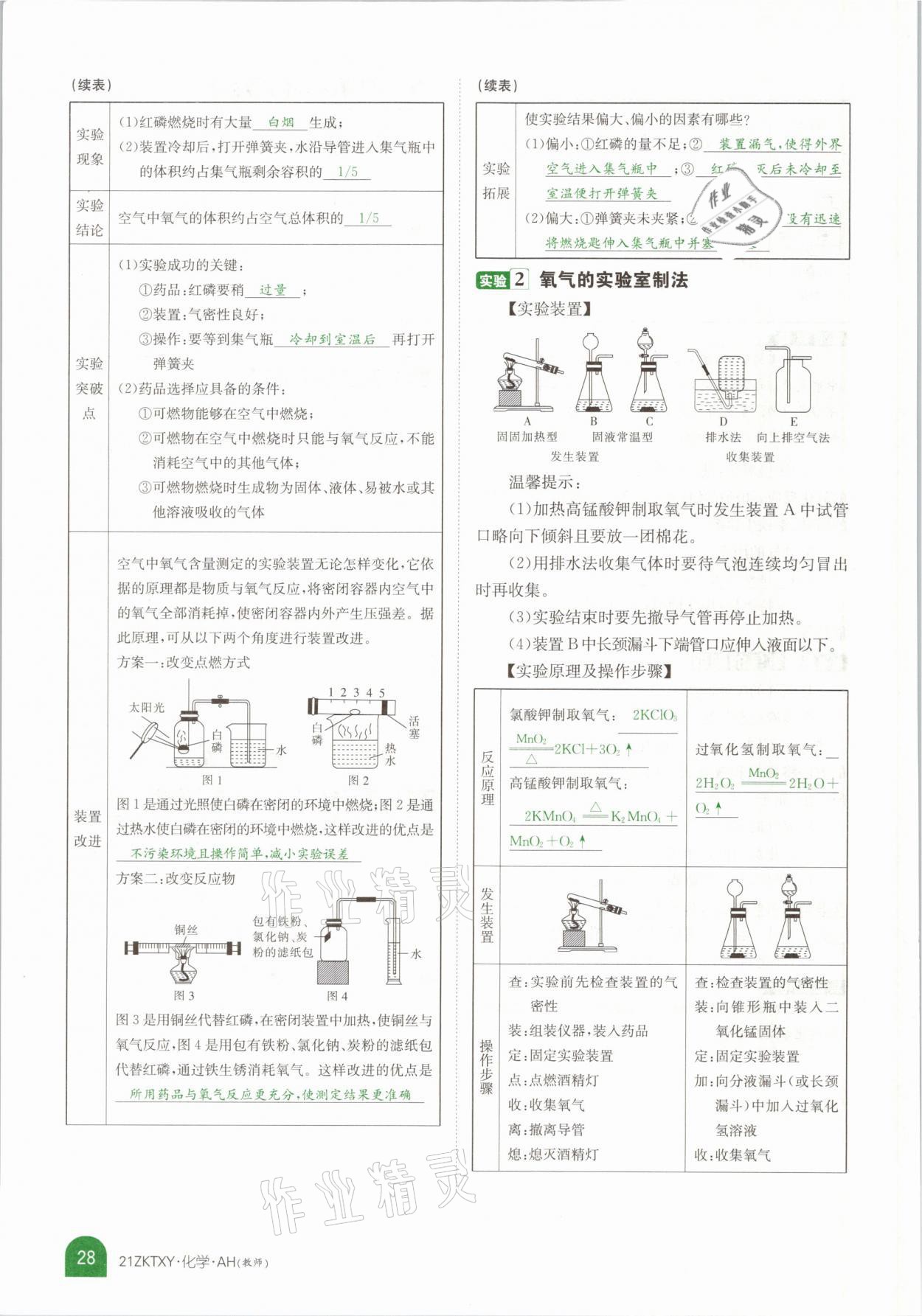 2021年中考特訓(xùn)營(yíng)化學(xué)安徽專版 參考答案第24頁(yè)