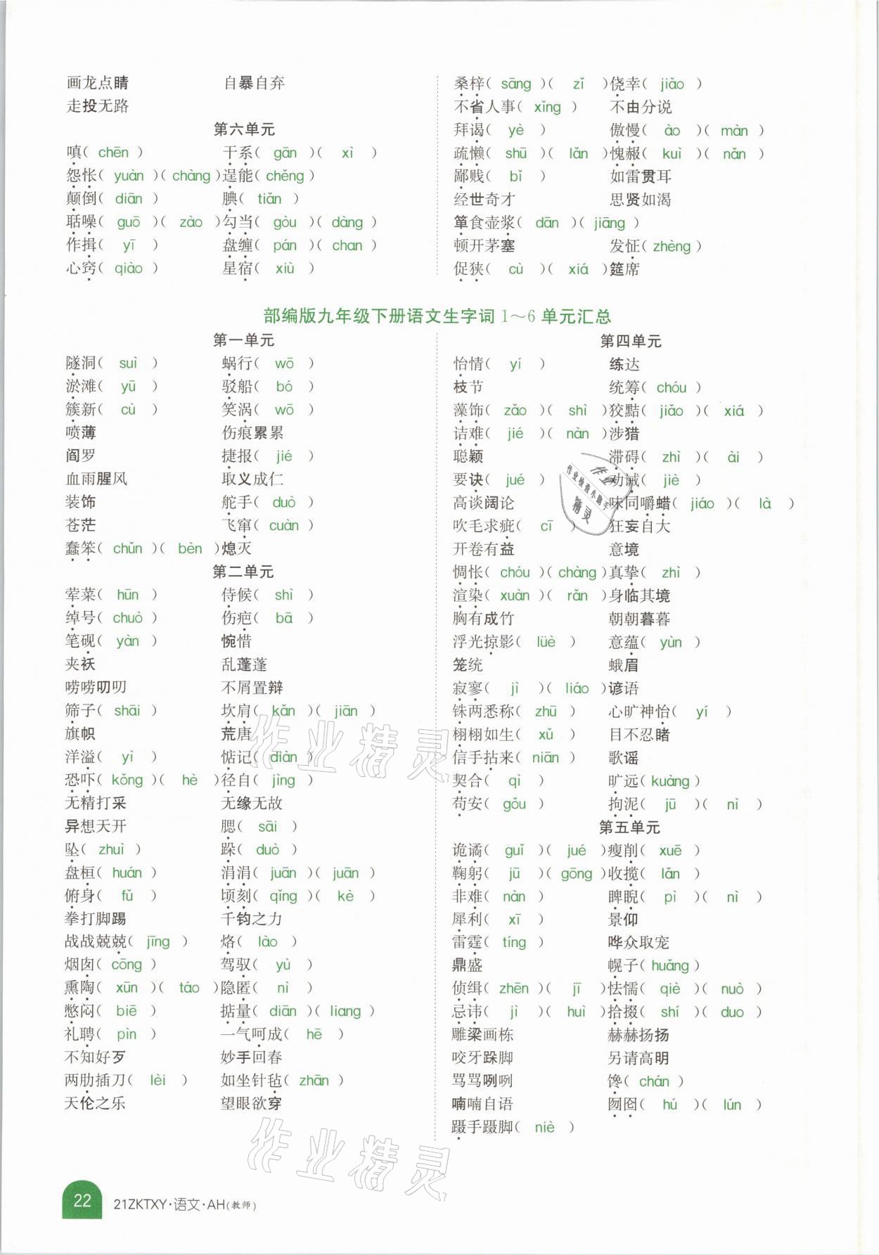 2021年中考特訓(xùn)營(yíng)語(yǔ)文安徽專版 參考答案第18頁(yè)