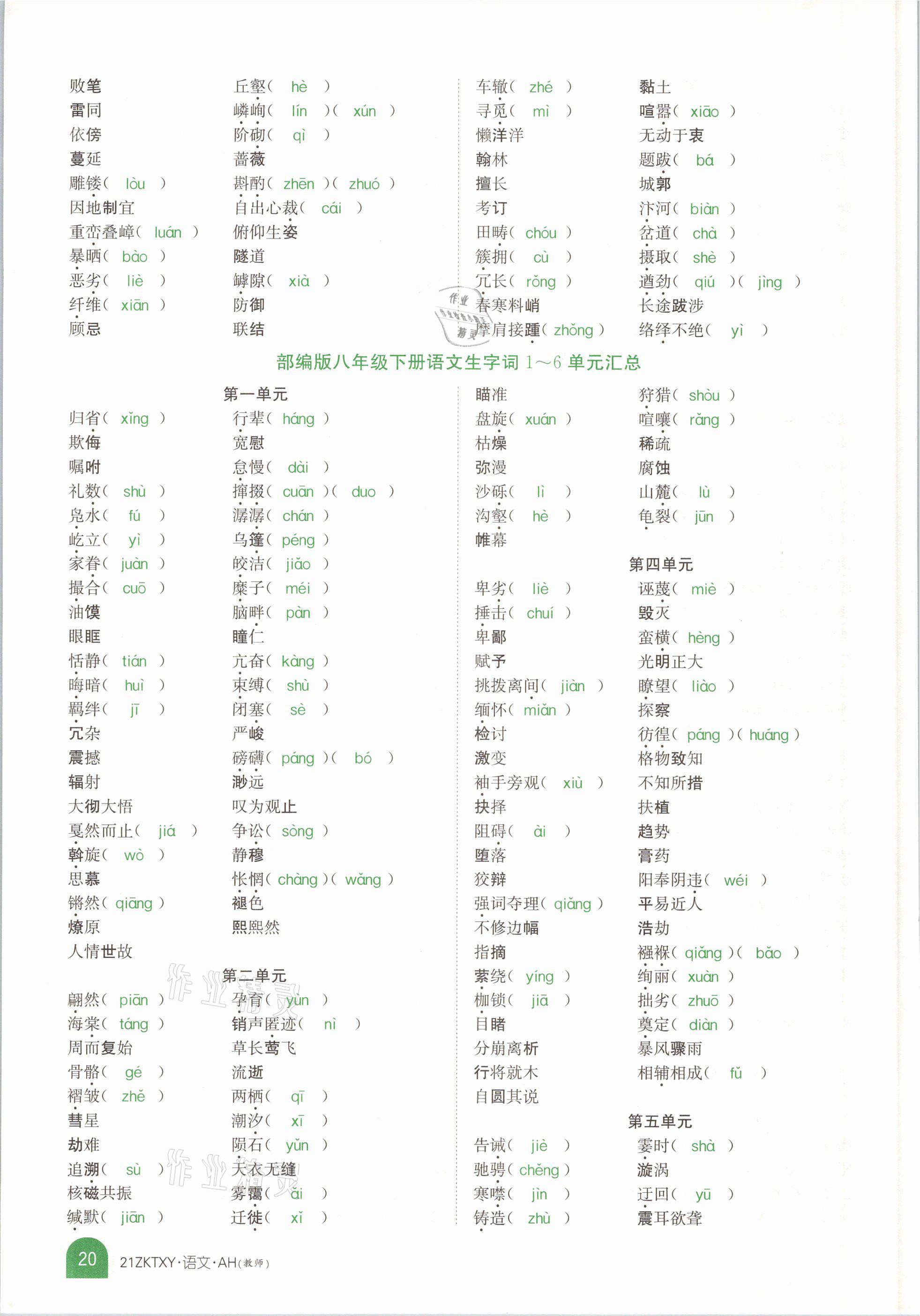 2021年中考特訓(xùn)營語文安徽專版 參考答案第16頁