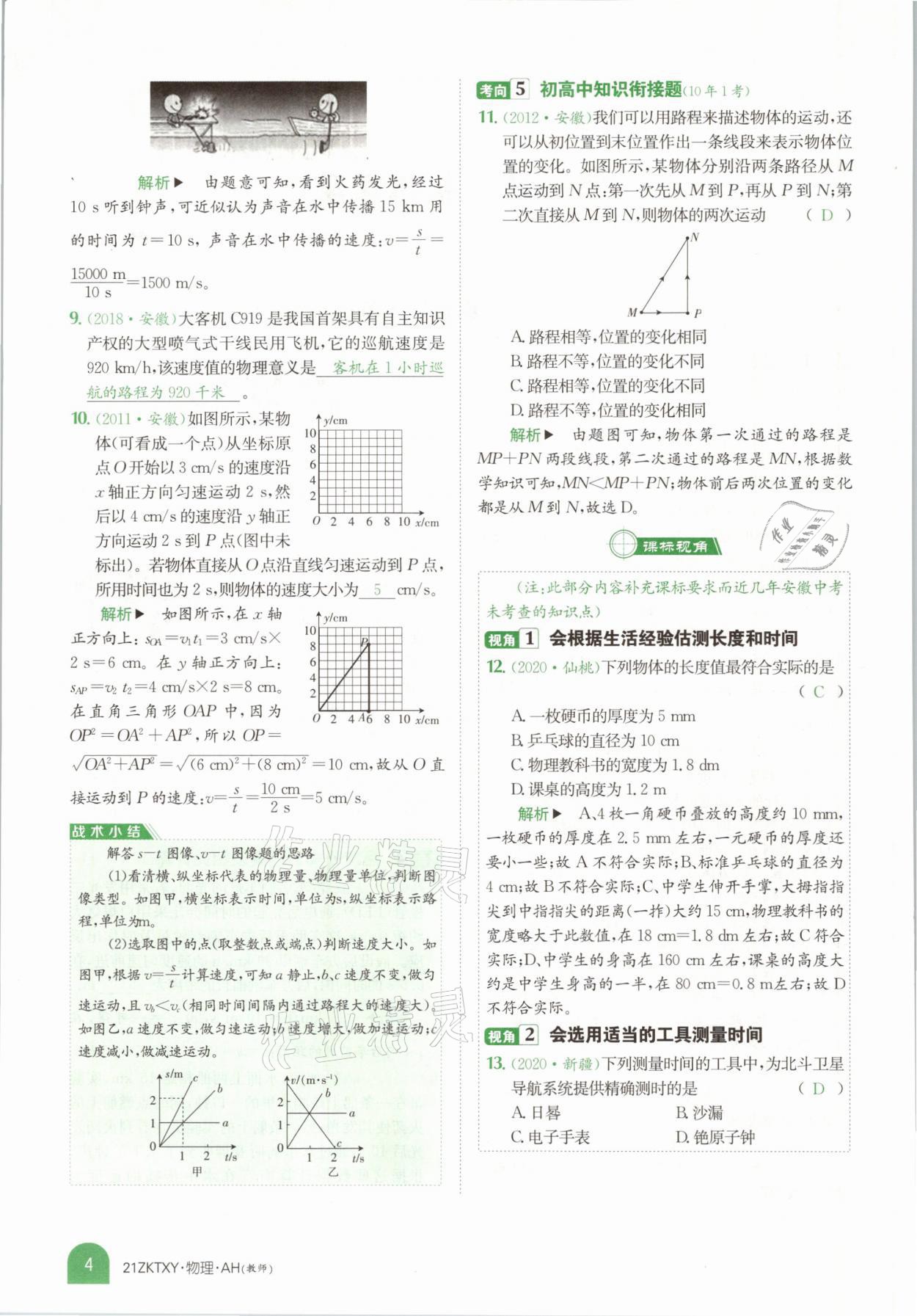 2021年中考特訓(xùn)營(yíng)物理安徽專版 參考答案第2頁(yè)