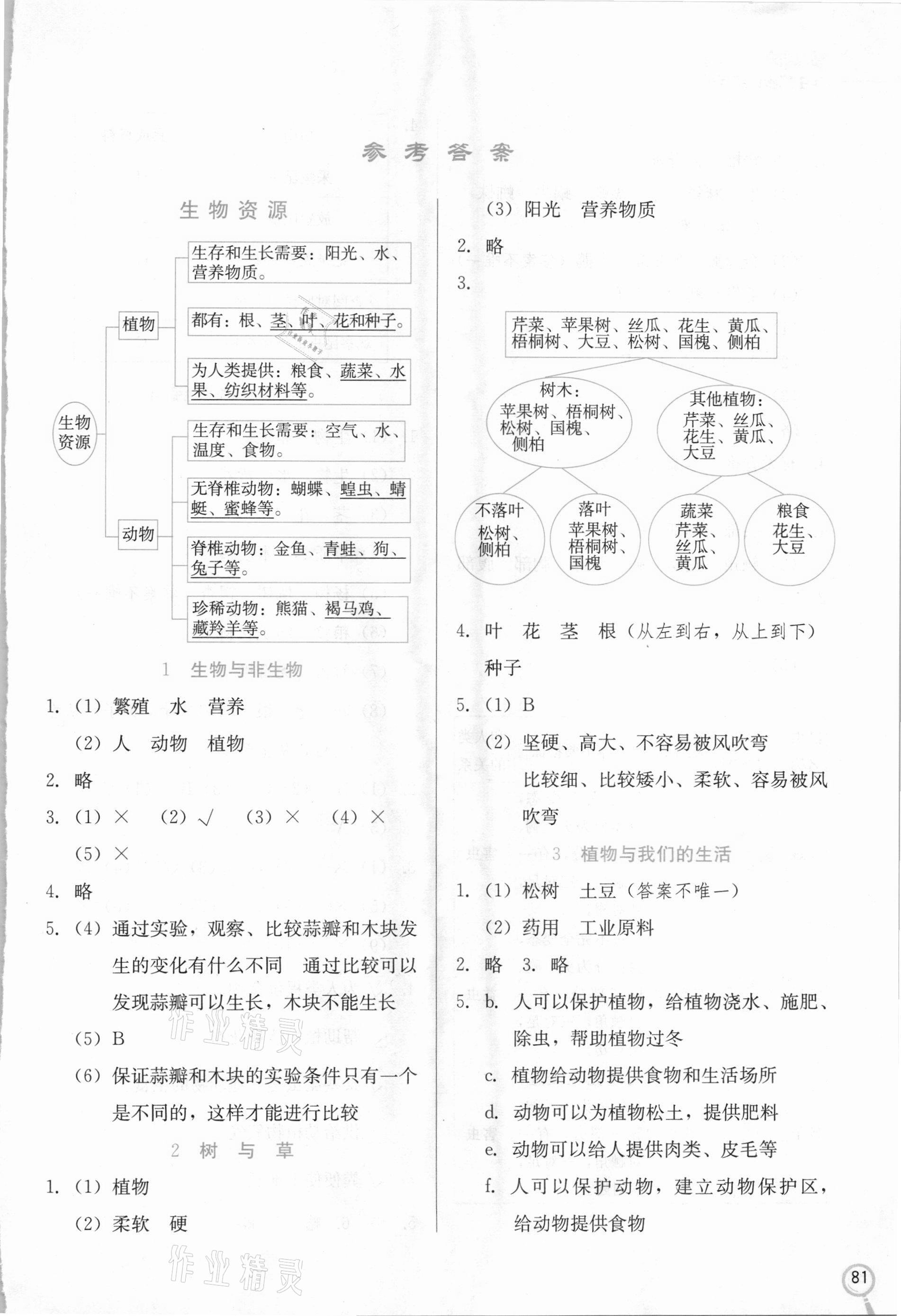 2021年科學(xué)學(xué)生同步訓(xùn)練手冊三年級下冊冀人版 參考答案第1頁