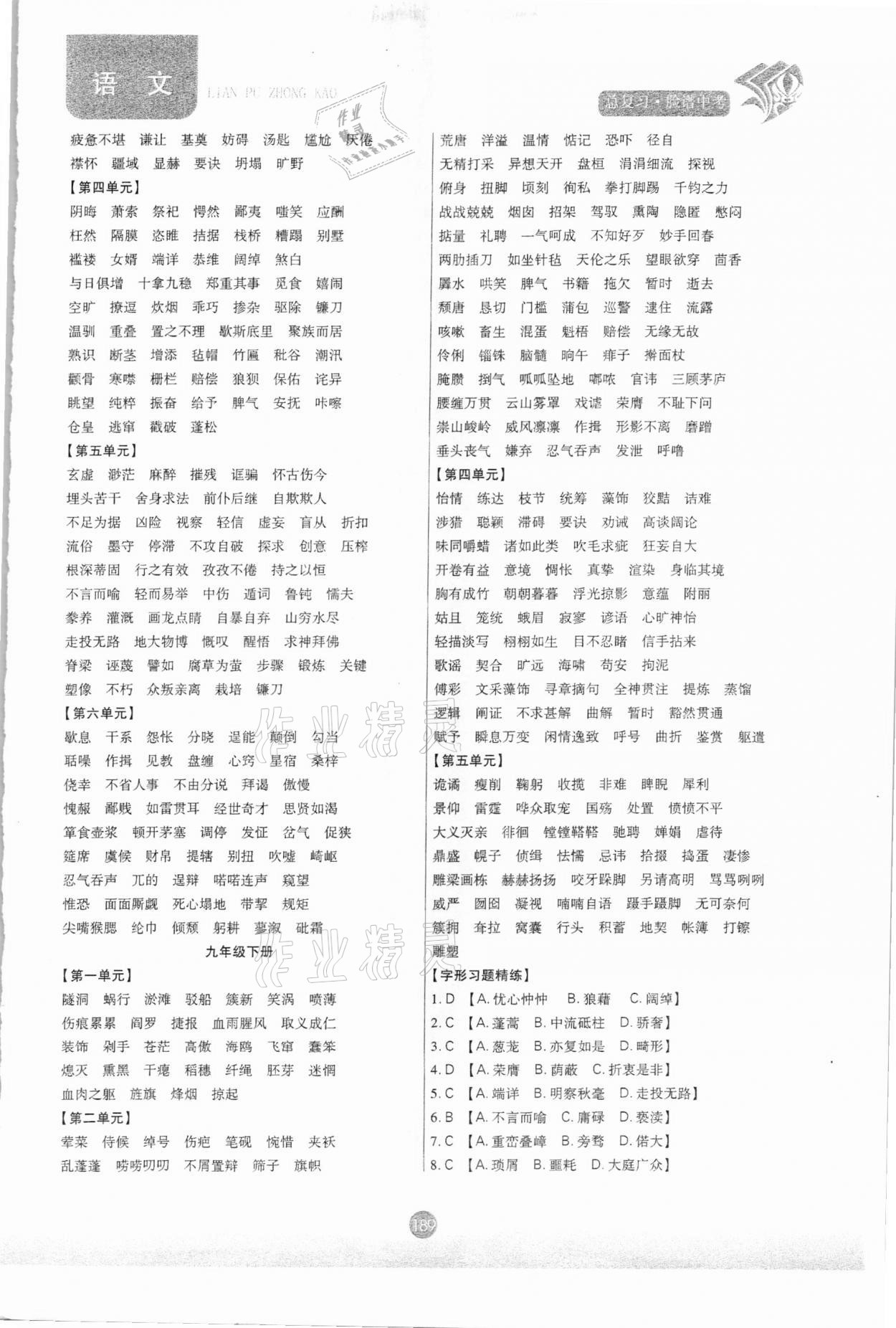 2021年臉譜中考總復(fù)習(xí)語文&nbsp;參考答案第6頁