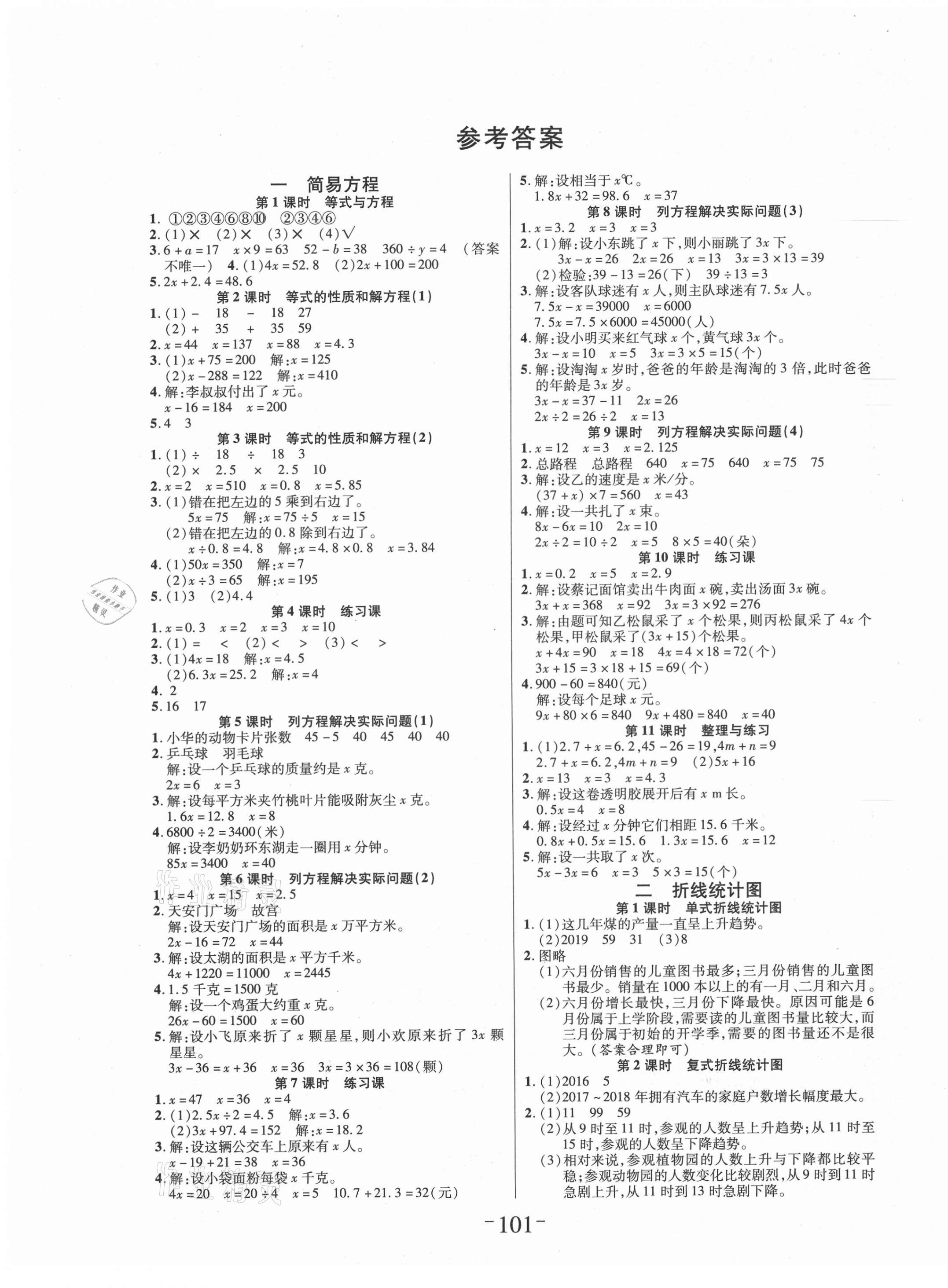 2021年小状元随堂作业五年级数学下册苏教版 第1页