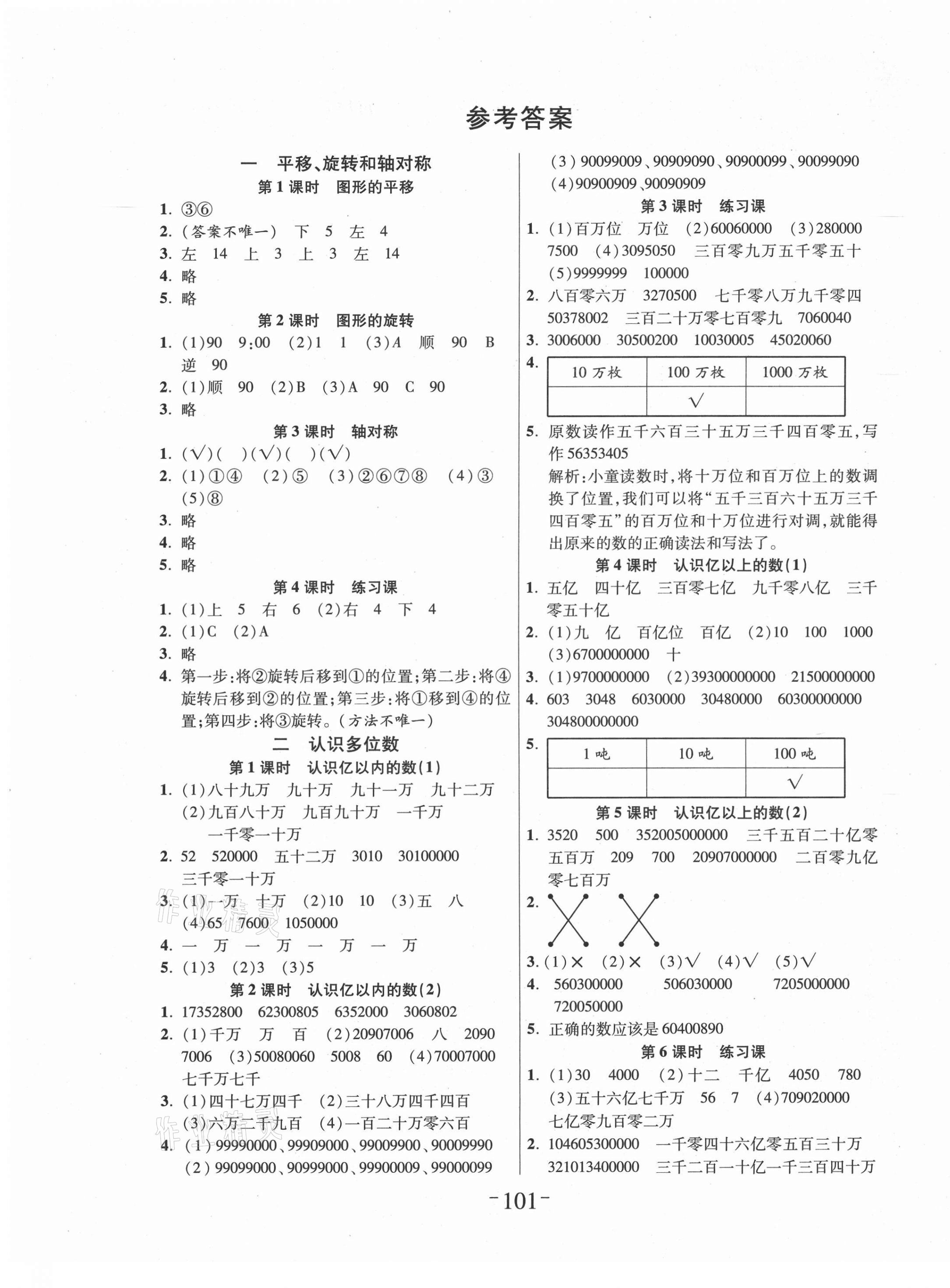 2021年小狀元隨堂作業(yè)四年級(jí)數(shù)學(xué)下冊(cè)蘇教版 第1頁