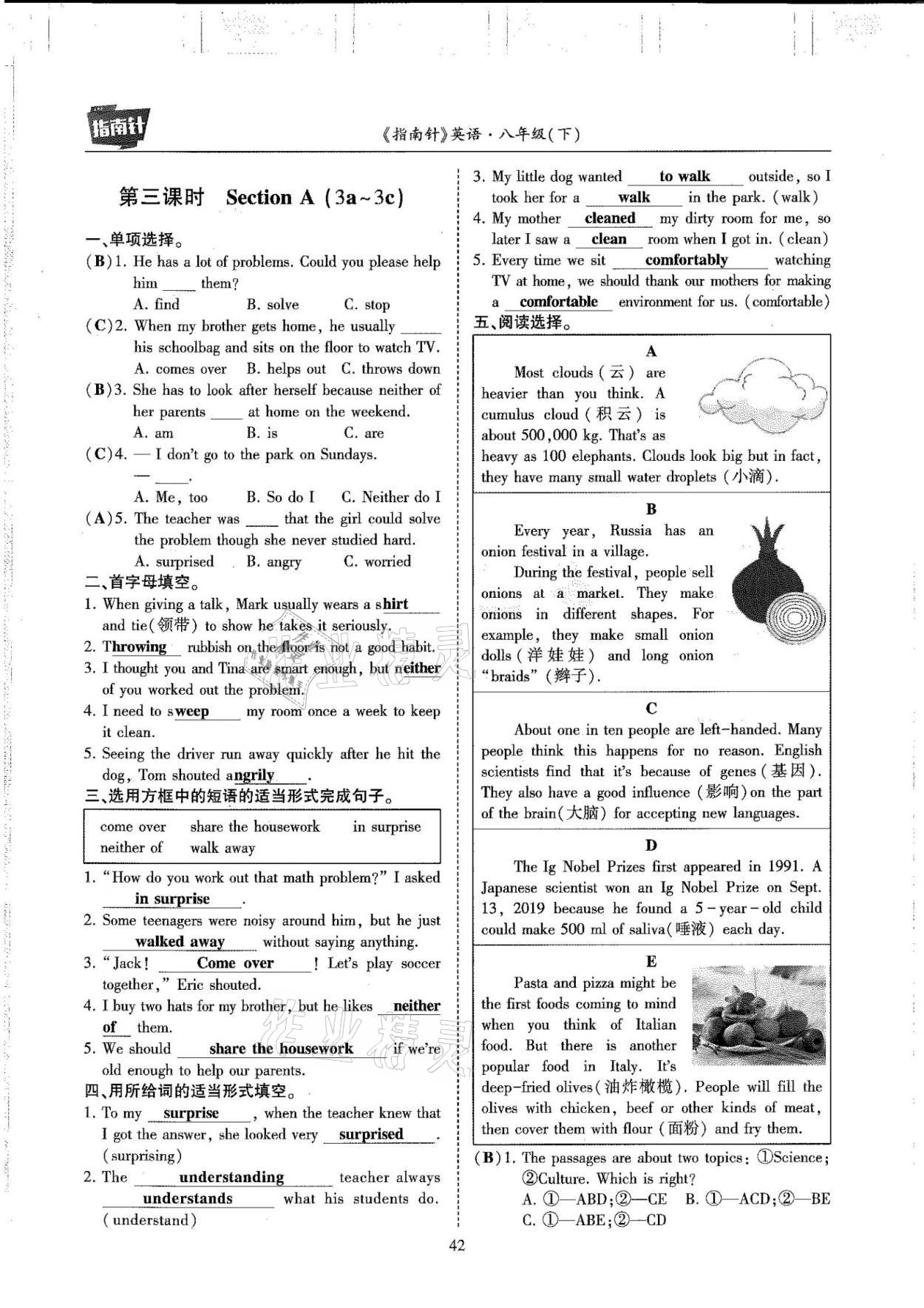 2021年指南針高分必備八年級(jí)英語(yǔ)下冊(cè)人教版 參考答案第42頁(yè)