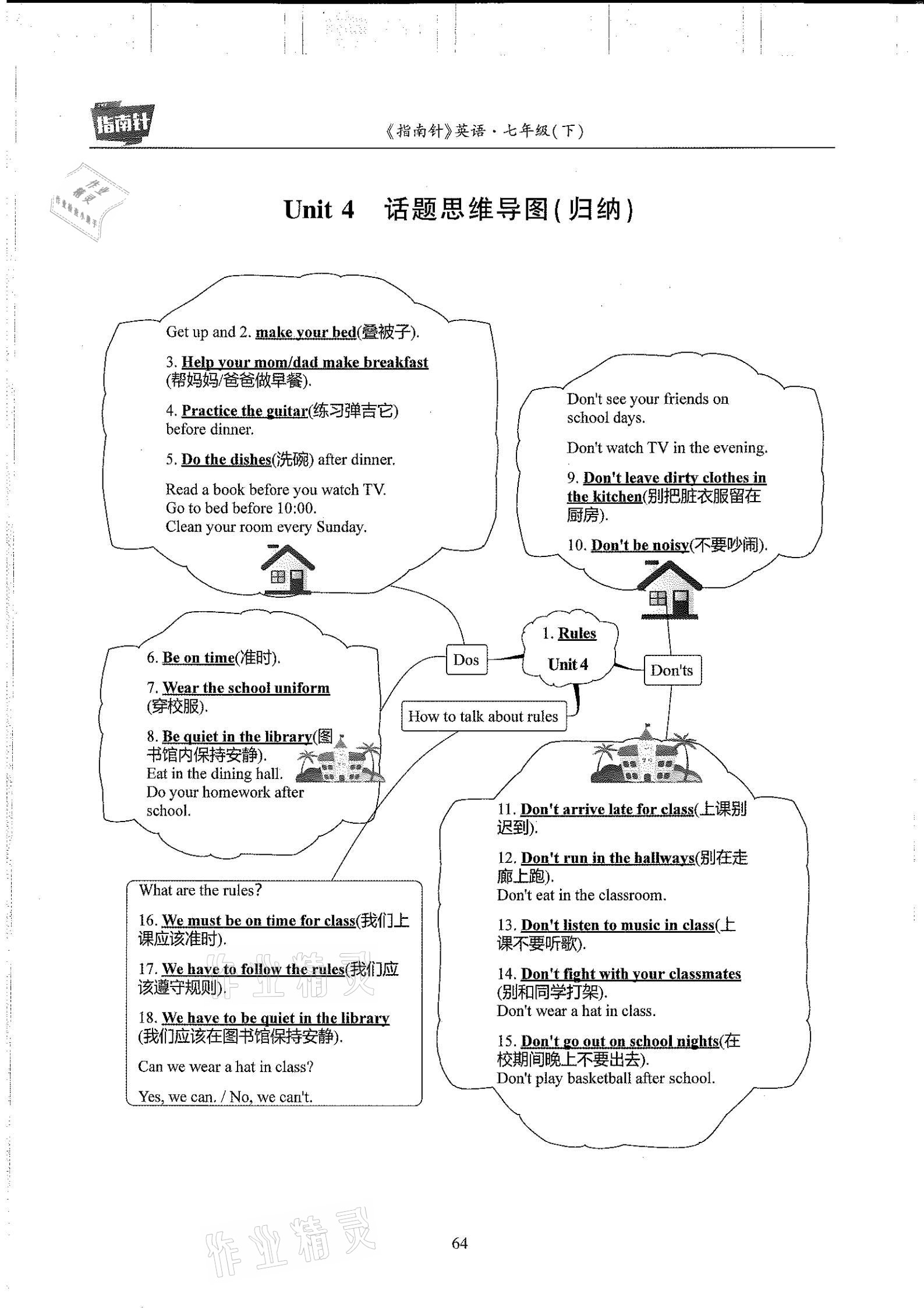 2021年指南针高分必备七年级英语下册人教版 参考答案第64页