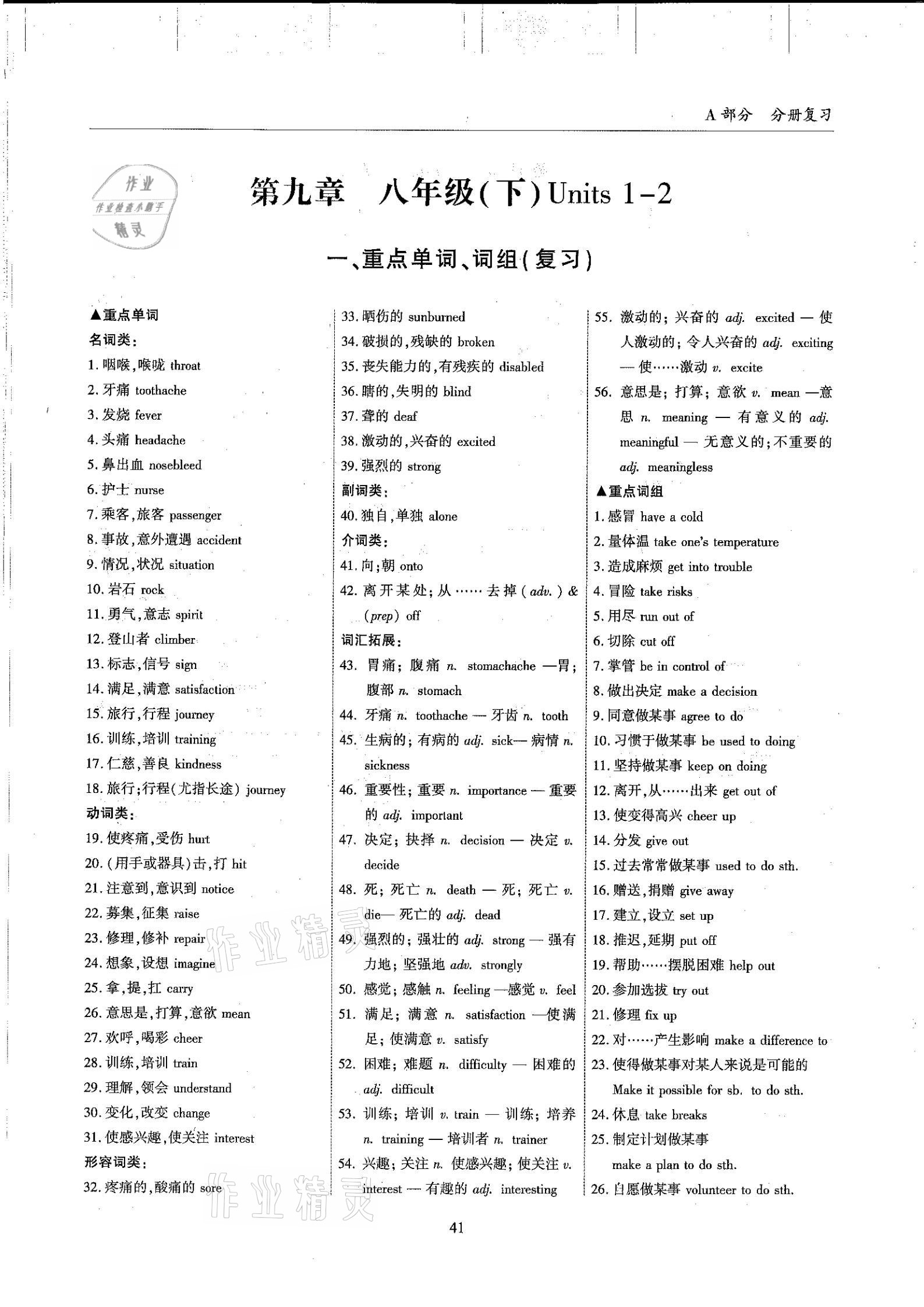 2021年指南针高分必备英语中考总复习人教版 参考答案第41页