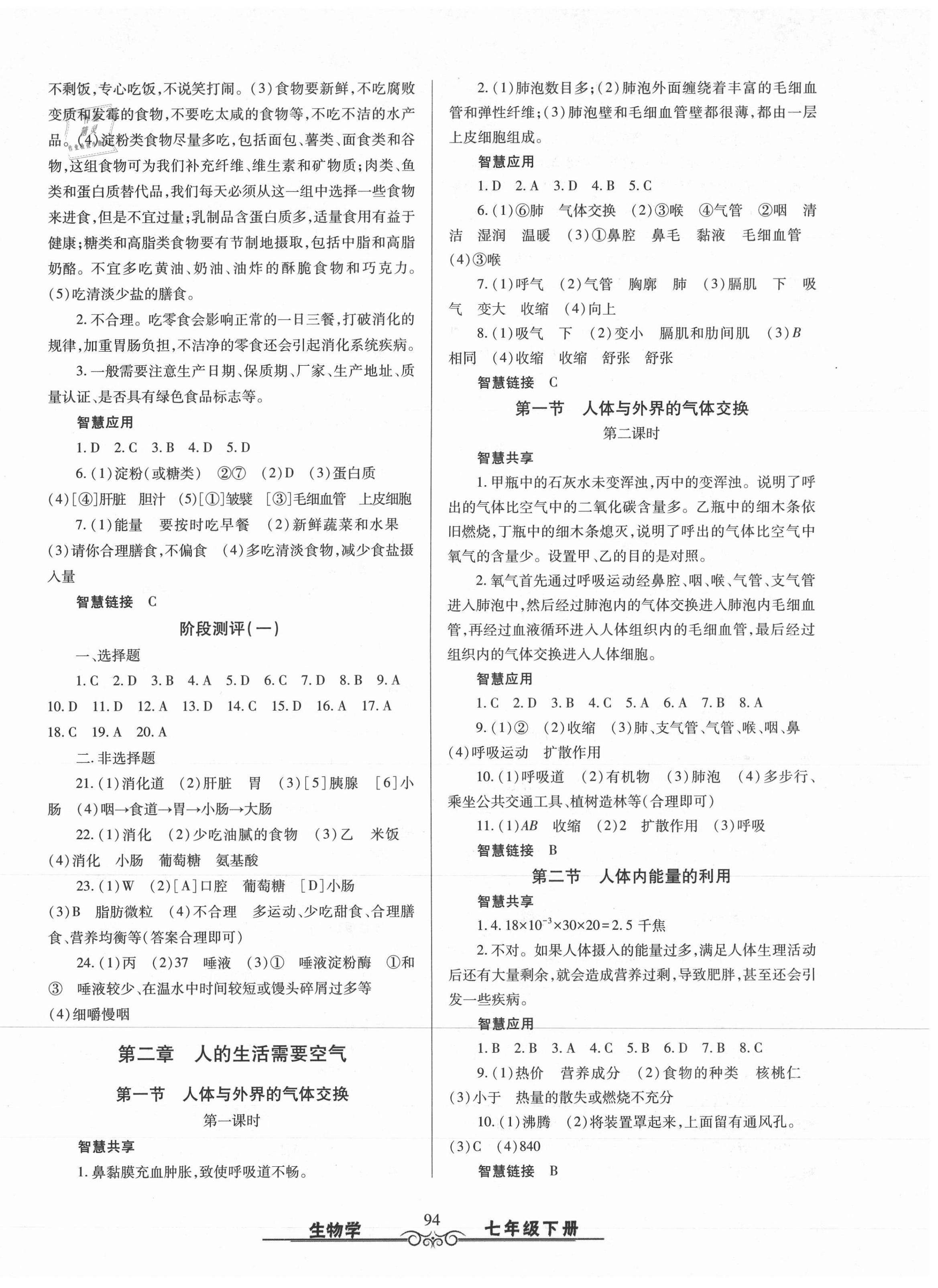 2021年智慧學(xué)習(xí)七年級(jí)生物下冊(cè)濟(jì)南版明天出版社 第2頁(yè)