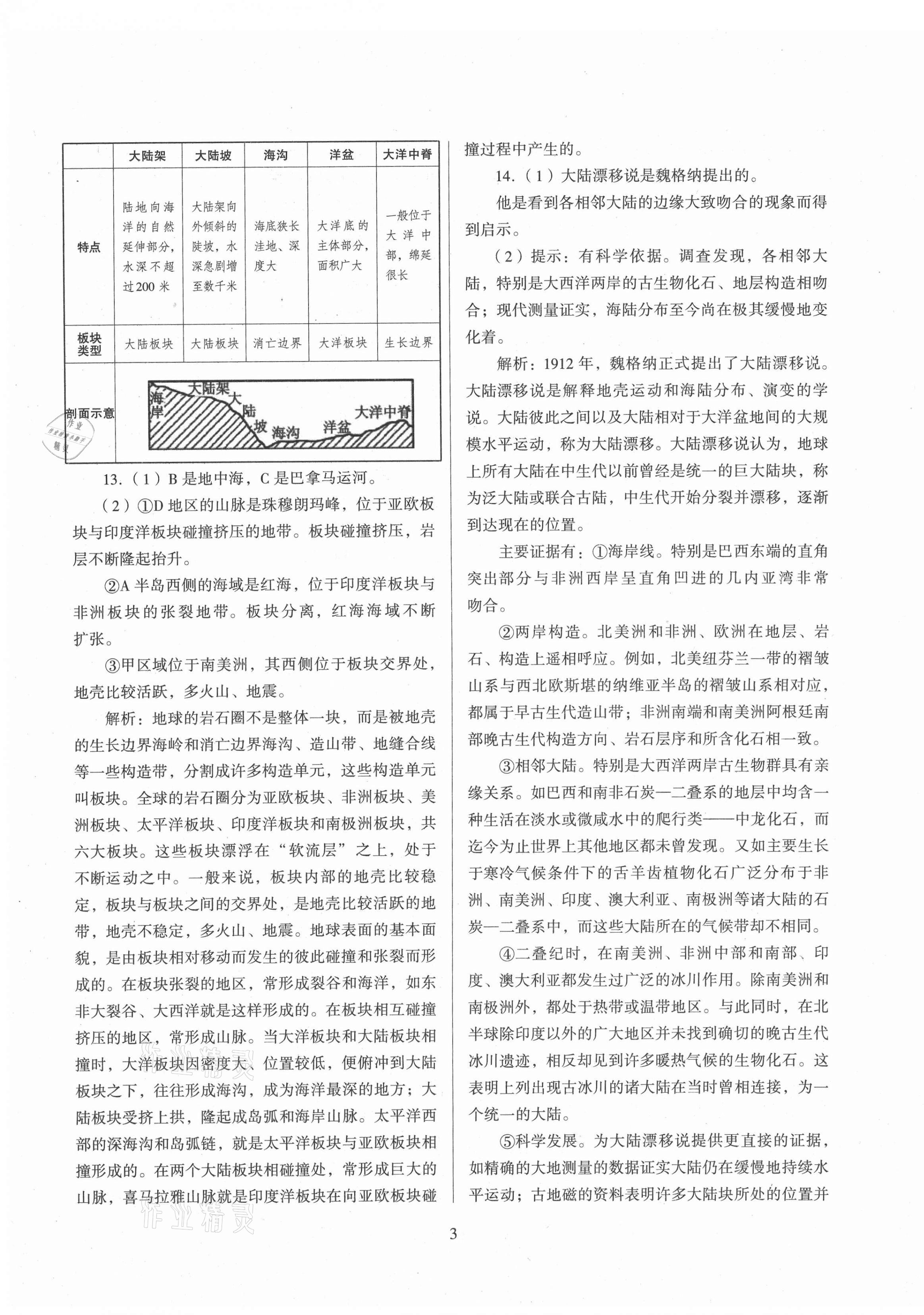 2021年山西省中考指导地理 参考答案第3页