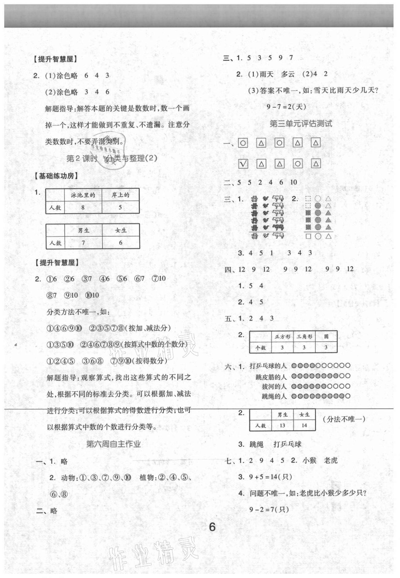 2021年新思維伴你學一年級數(shù)學下冊人教版 參考答案第6頁